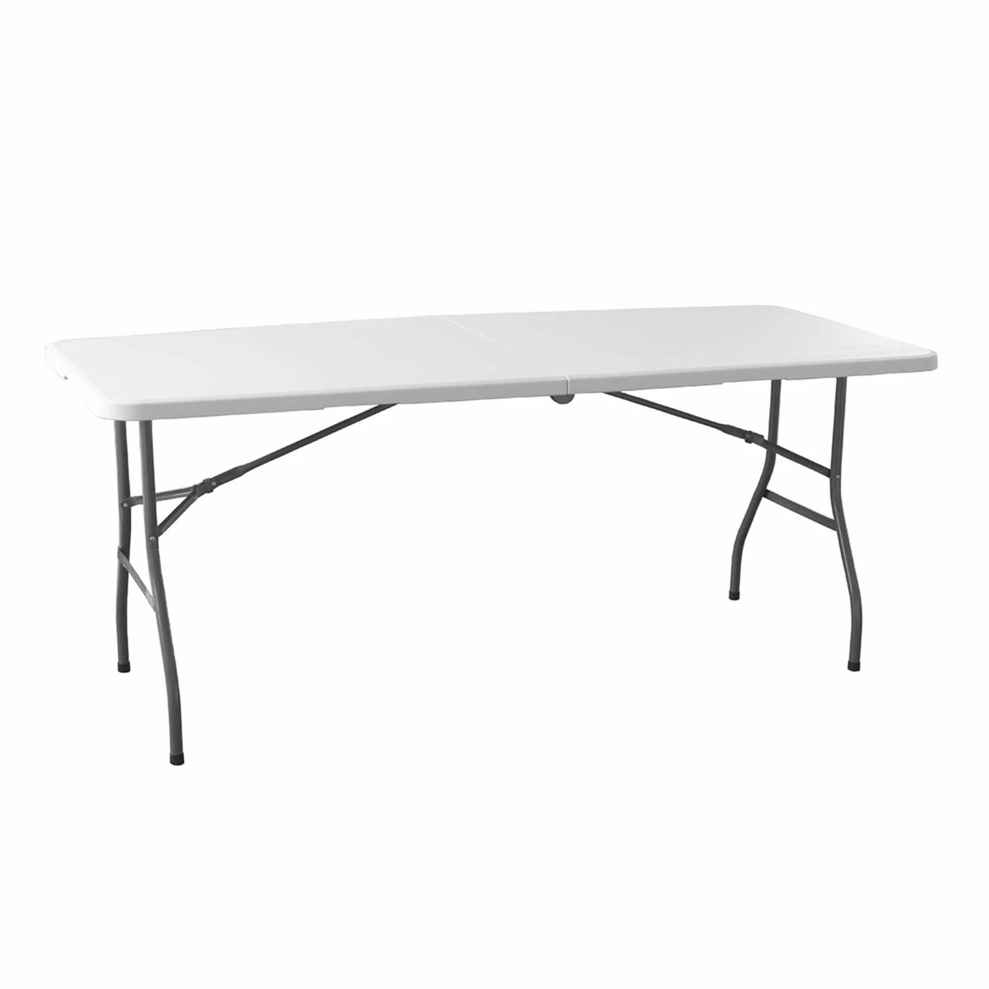 Pack Mesa Plegable 180 cm + 6 Sillas Blancas Plegables - Conjunto Mobiliario Multiusos - Estructura Hierro Reforzado - Ideal Formación, Catering y Oficinas - Pack para Eventos Profesional