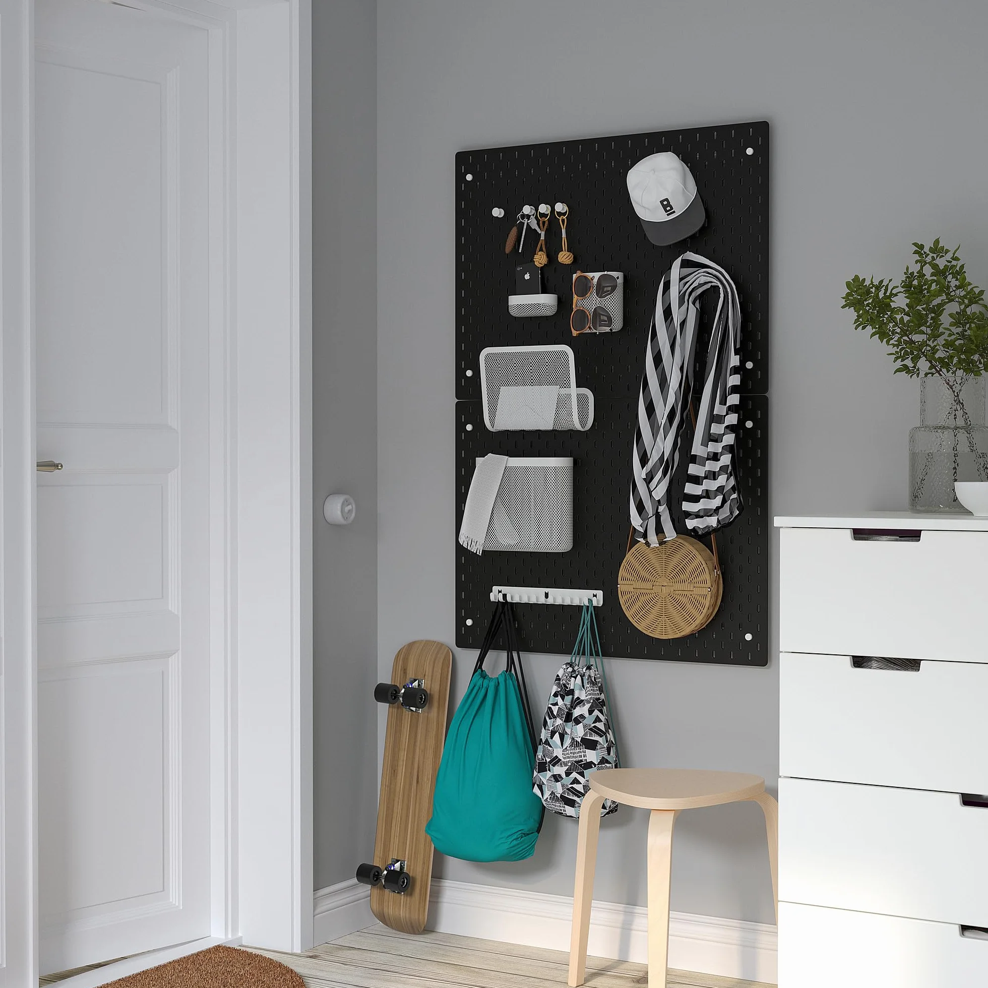 IKEA SKÅDIS Panel de Clavijas 76x56 cm Negro
