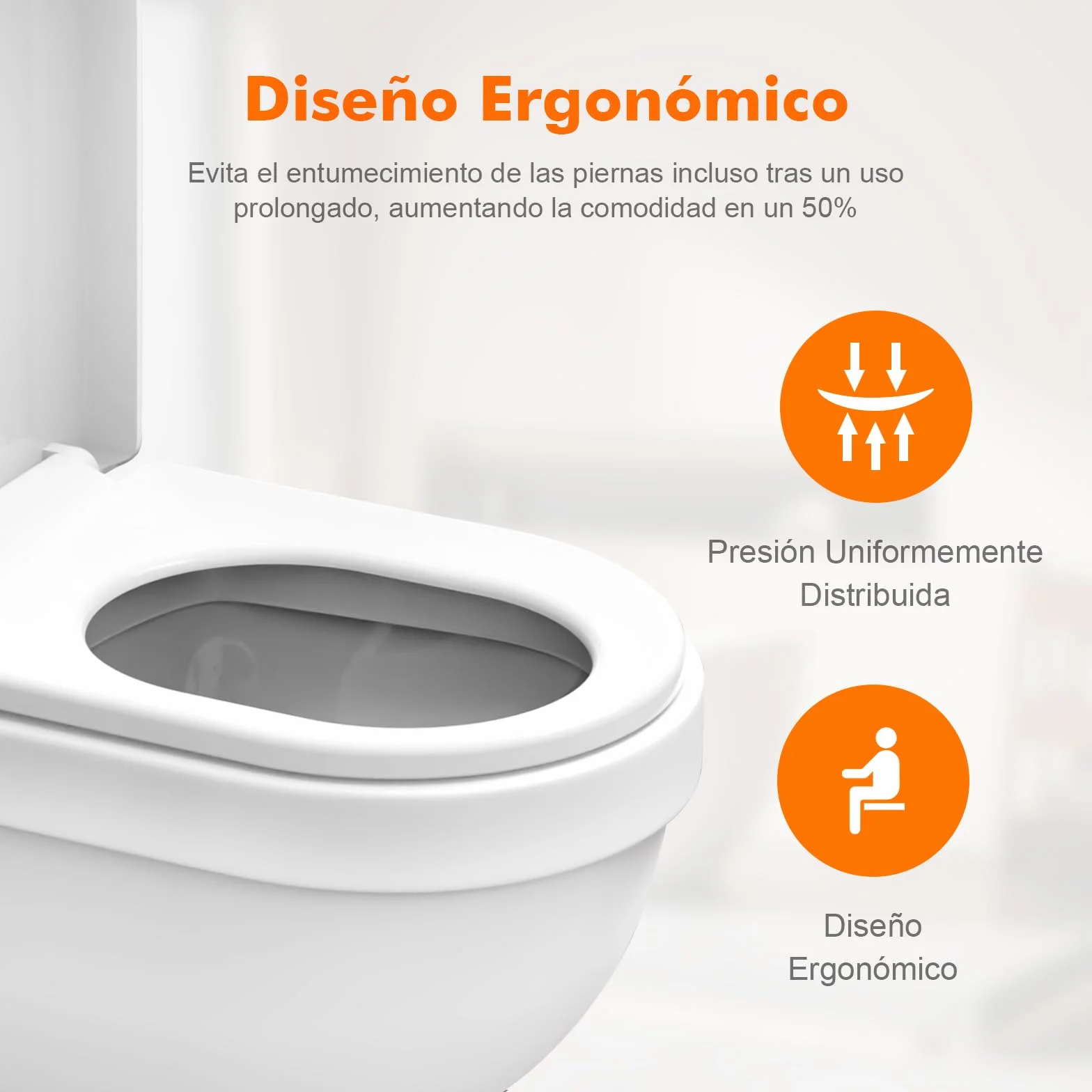 Ibergrif M41001 Asiento de Inodoro de Cierre Suave Forma D Liberación Rápida Blanco