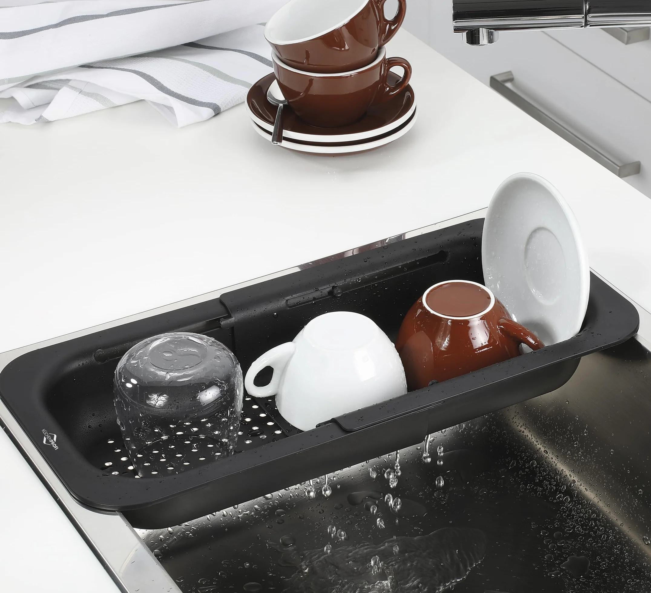 KÜCHENPROFI Colador de fregadero extensible universal 100 °C plástico resistente