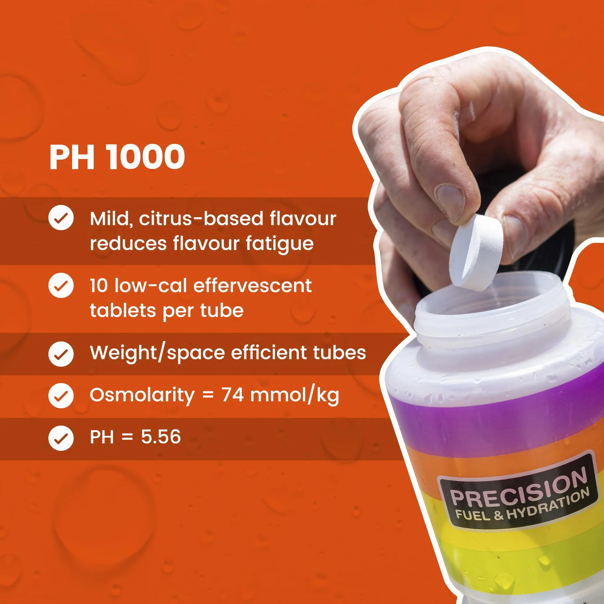 Precision Hydration Electrolyte Tablets 1000 Mg/L Naranja 12 Tube