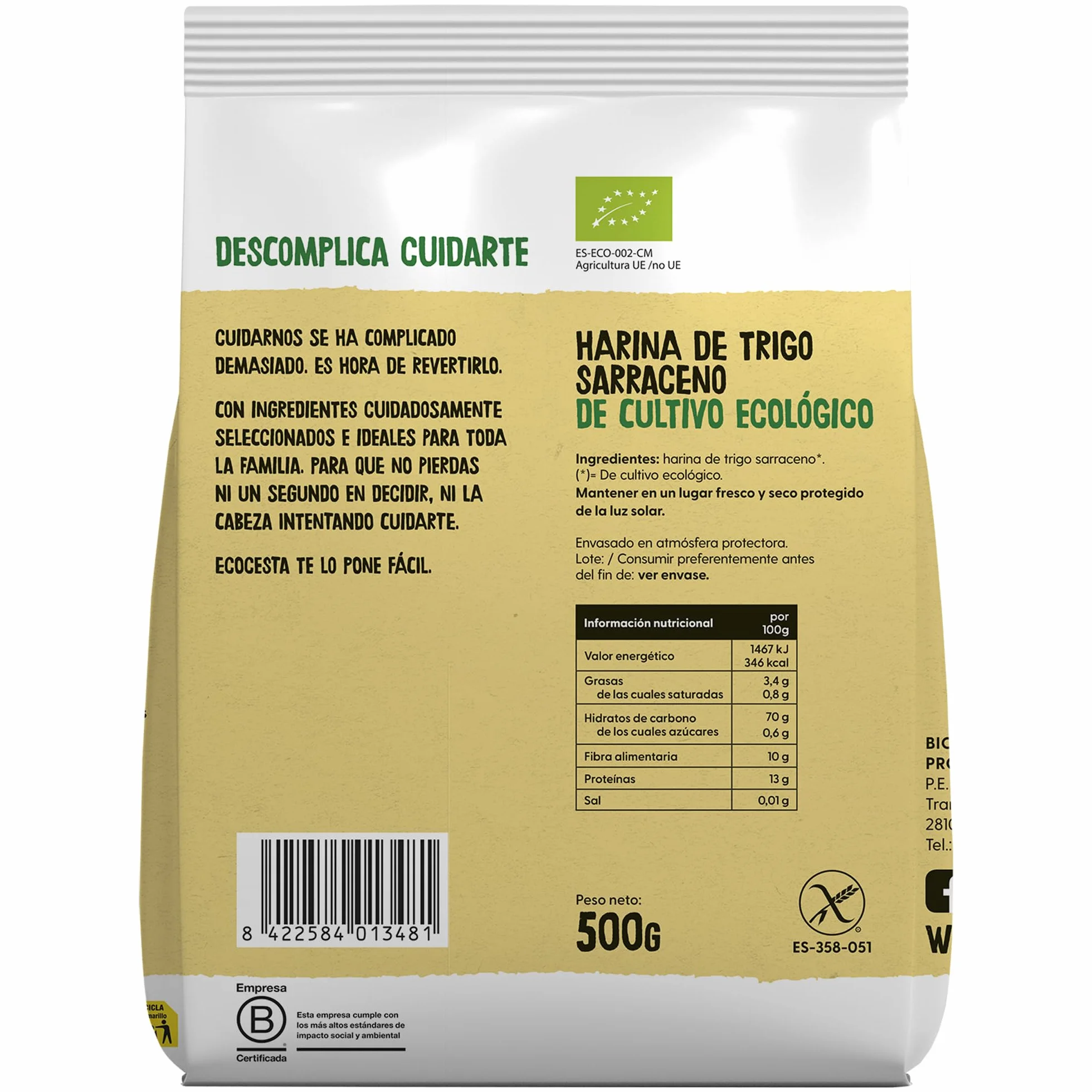 Harina Ecológica de Trigo Sarraceno 500 g Ecocesta