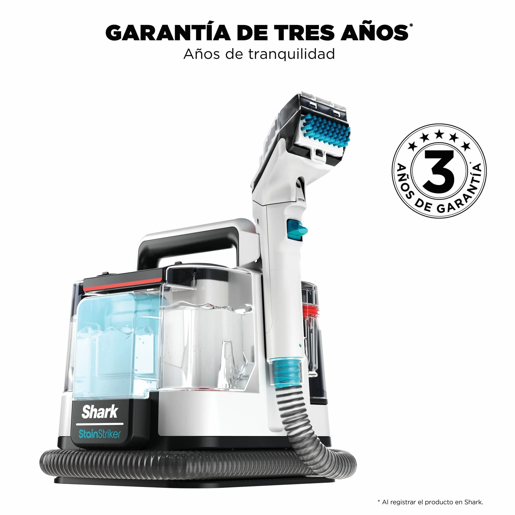 Shark StainStriker Limpiador de manchas con 5 accesorios, minicepillo para pelo de mascotas, boquilla estrecha, tubo de limpieza, 2 x soluciones de limpieza incluidas, ligero y portátil, 450W PX200EUT