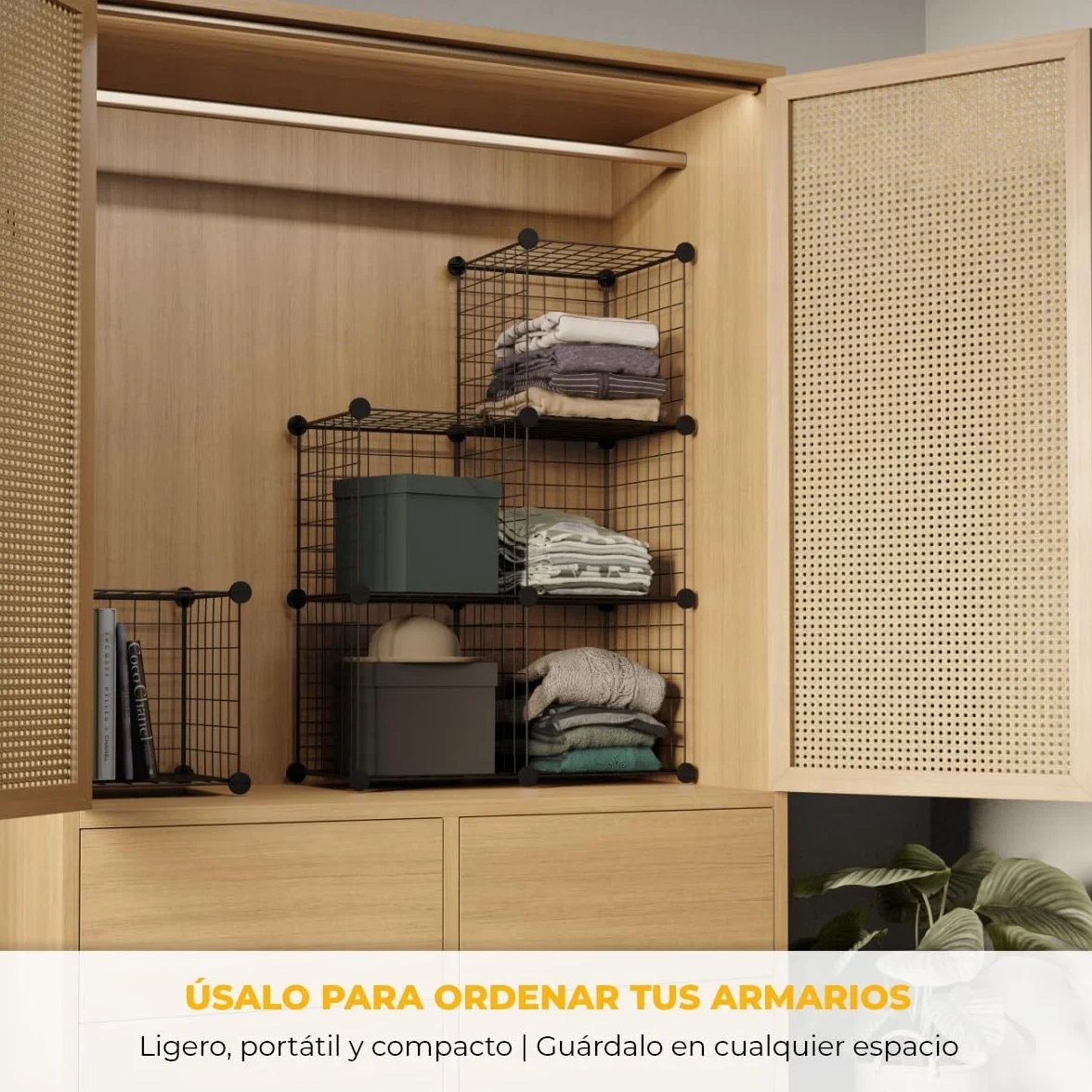 Estantería Almacenaje Newlux 16 Cubos 125x125x31,5cm Hasta 160Kg Metálica Modular Negro