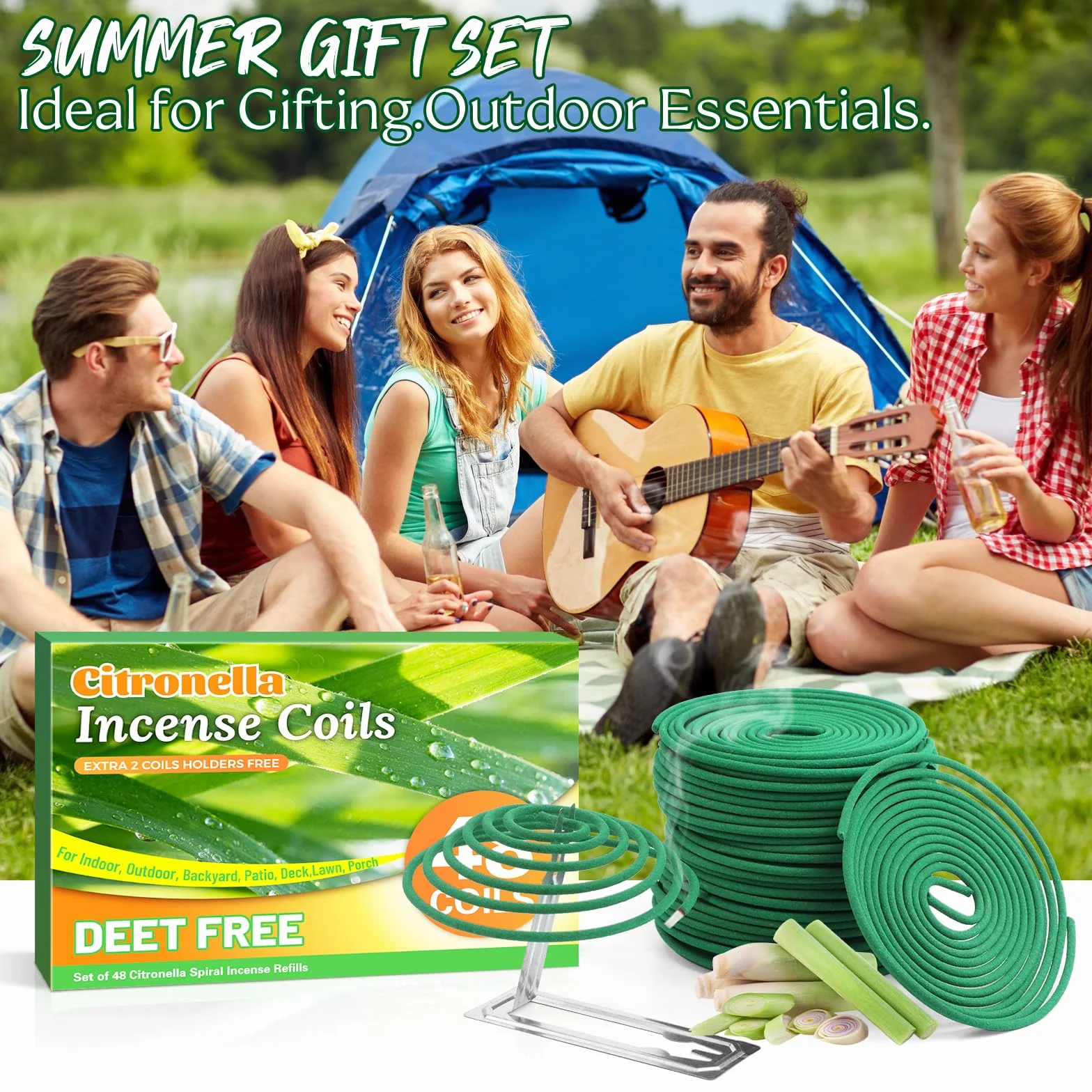 Scentorini Citronela Incienso Espiral 48 Piezas Exterior Jardín Camping