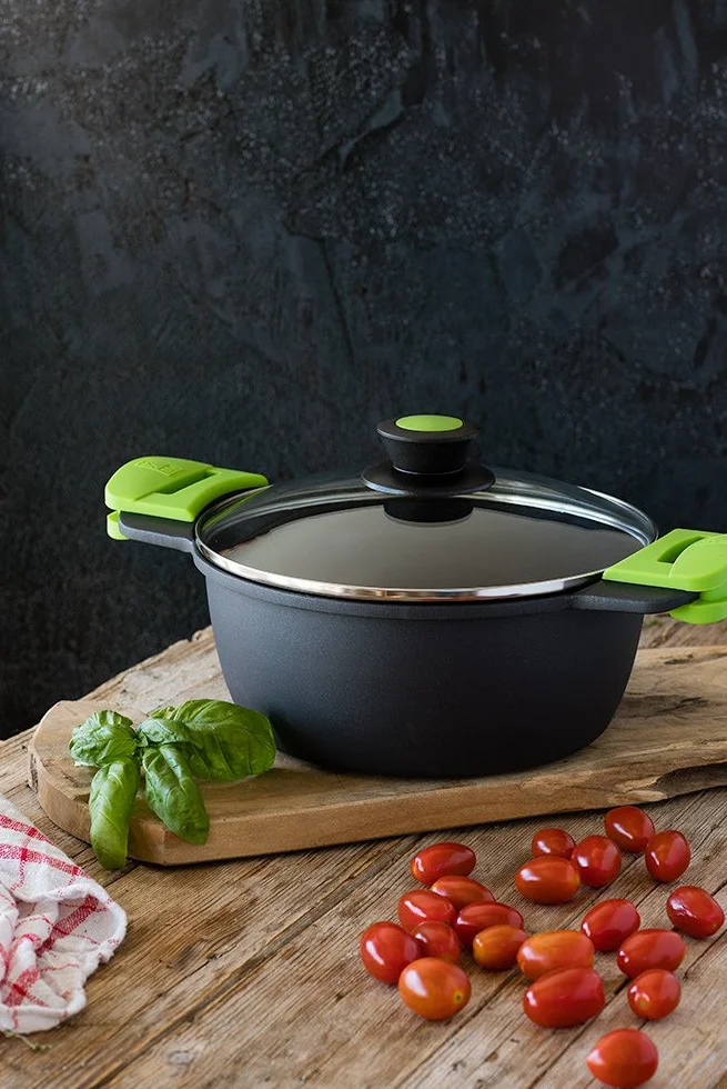 BRA Prior Cacerola Alta 20 cm con Tapa de Cristal y Asas de Silicona Extraíbles, Apta para Inducción y Horno