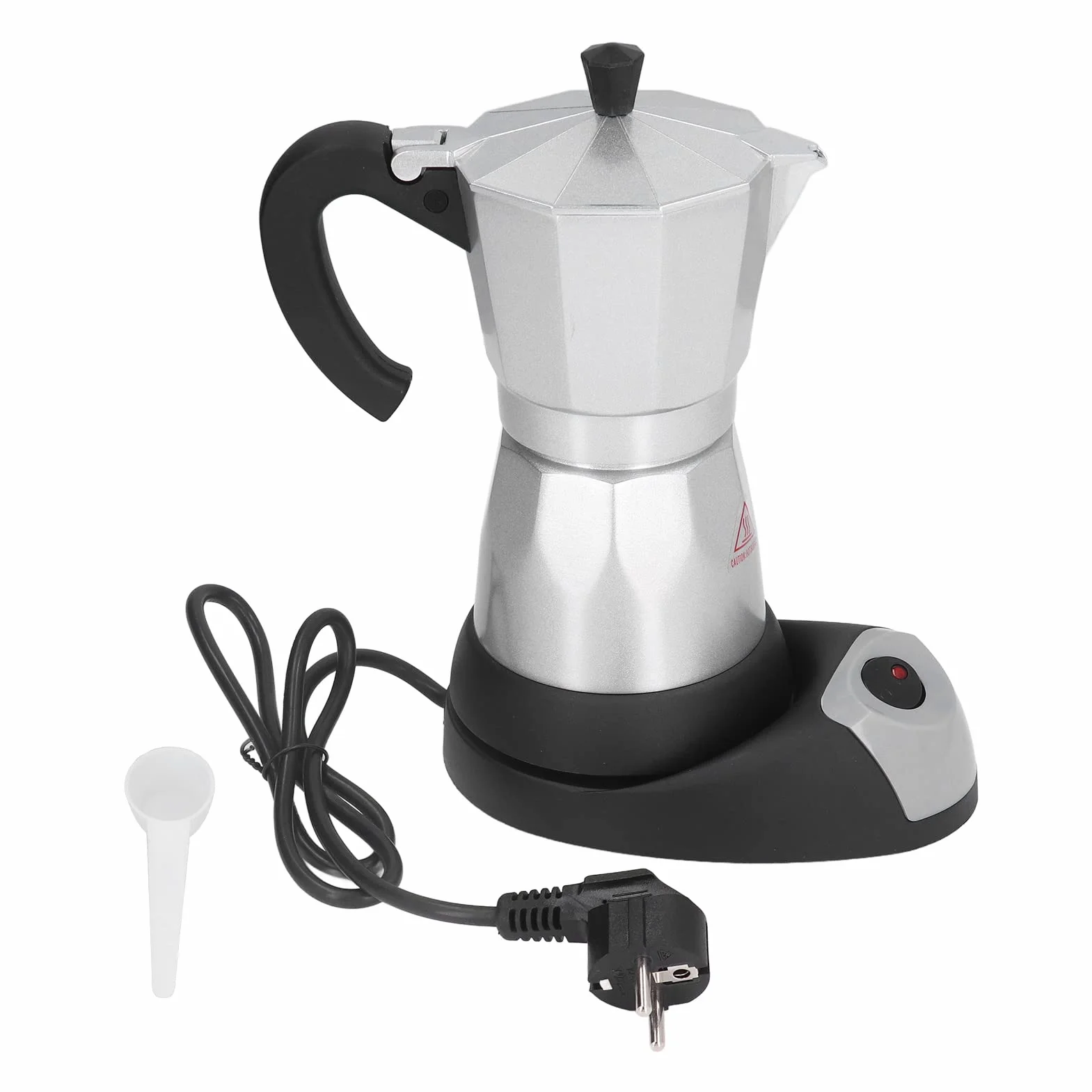 BuyWeek Cafetera Eléctrica Cafetera Moka Pot, 480W 300ML de Aluminio de ABS para Familias Reuniones Oficinas