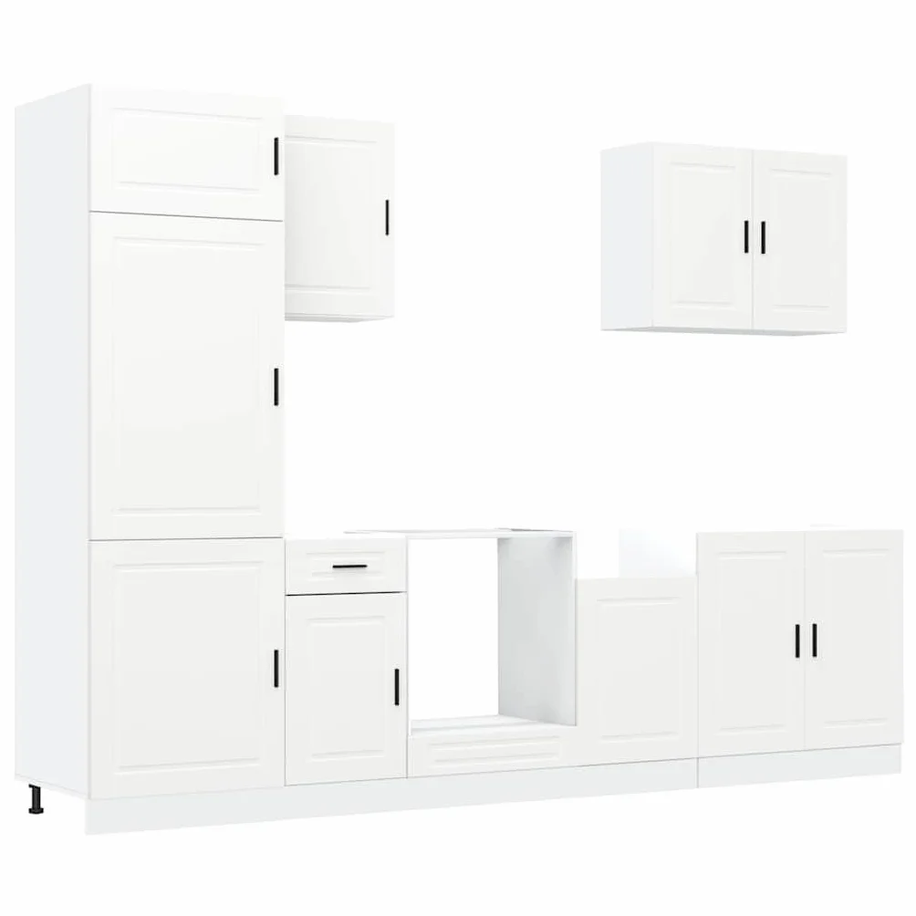 vidaXL Conjunto de armarios de Cocina Porto de 7 Piezas de Madera de ingeniería Blanca
