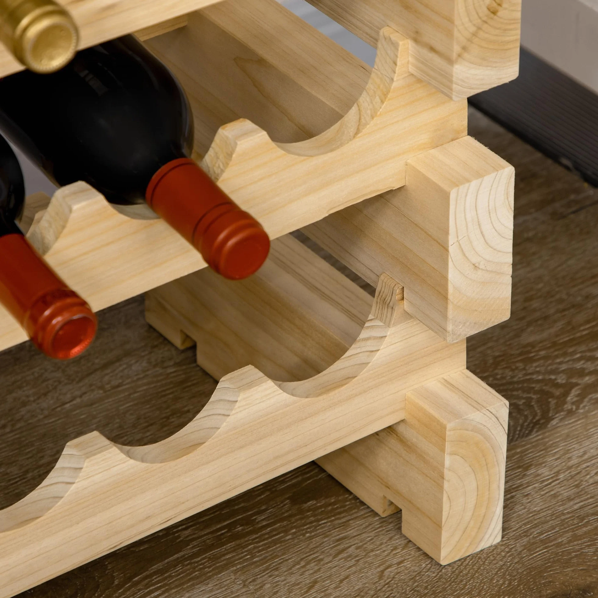 HOMCOM Botellero Vino 72 Botellas de Madera de 6 Niveles Botellero Vertical Carga 100 kg para Cocina Comedor Bar 114x28x85 cm Madera Natural
