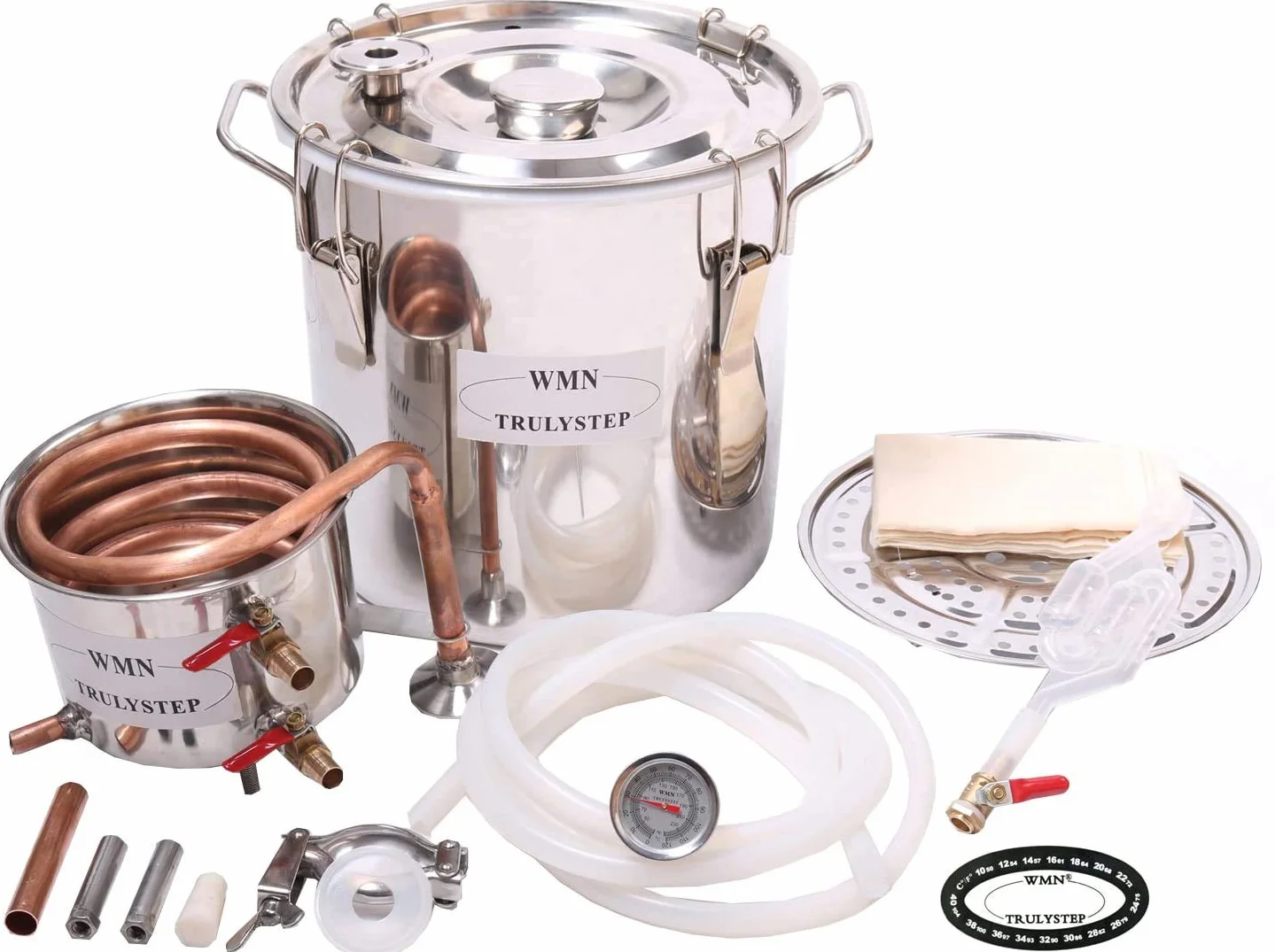 Kit de destilación Moonshine 12 l hervidor acero tubos cobre para elaboración casera vino etanol cerveza
