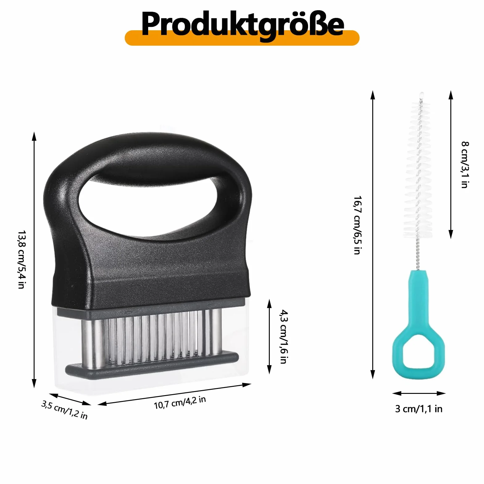 Ablandador de Carne, 48 Cuchillas, Acero Inoxidable, Antideslizante, Apto para Lavavajillas