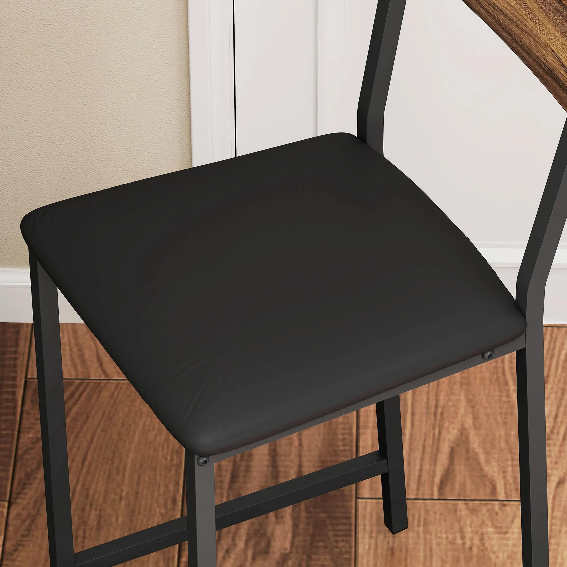 HOMCOM Juego de Mesa y Taburetes de Bar Mesa Alta de Cocina con 2 Taburetes Laterales Abatibles Soporte para Vinos y Estantes Estilo Industrial Marrón y Negro