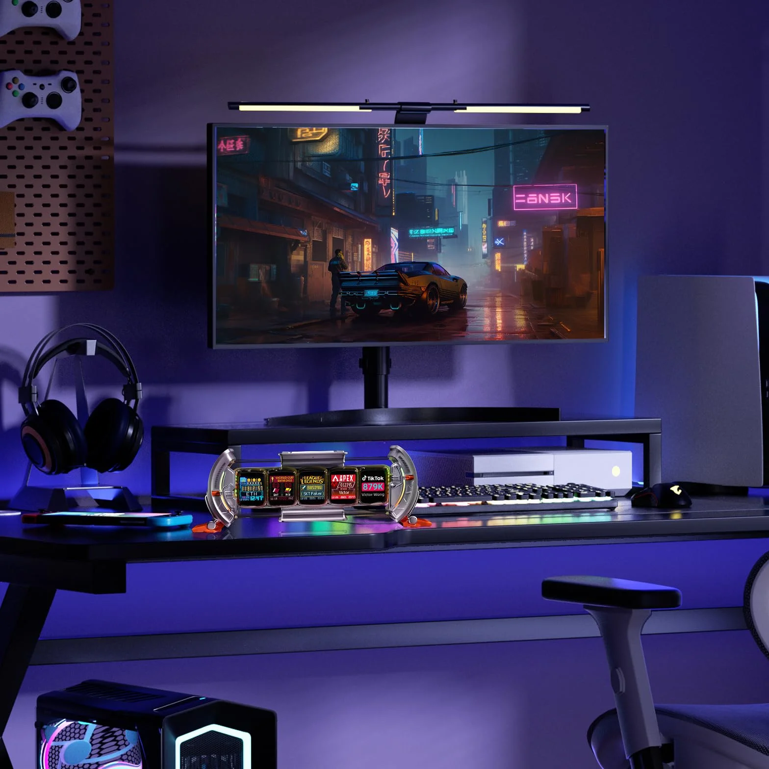 Divoom Times Gate WiFi Pixel Art Pantalla Informativa,5pcs 128 * 128 IPS Pantalla,LED Digital Reloj Luces Decorativo con App Control para Gaming Room Table Setup Decoración
