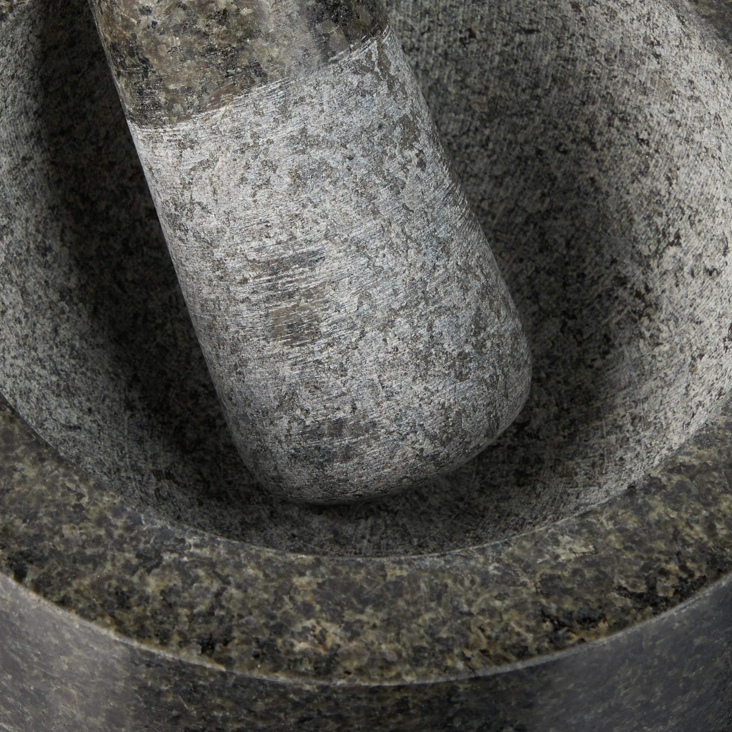 Relaxdays Mortero Granito con Mano, Resistente, Duradero, Especias, Hierbas, Moledor Piedra Pulida, 16cm Ø, 400ml, Gris