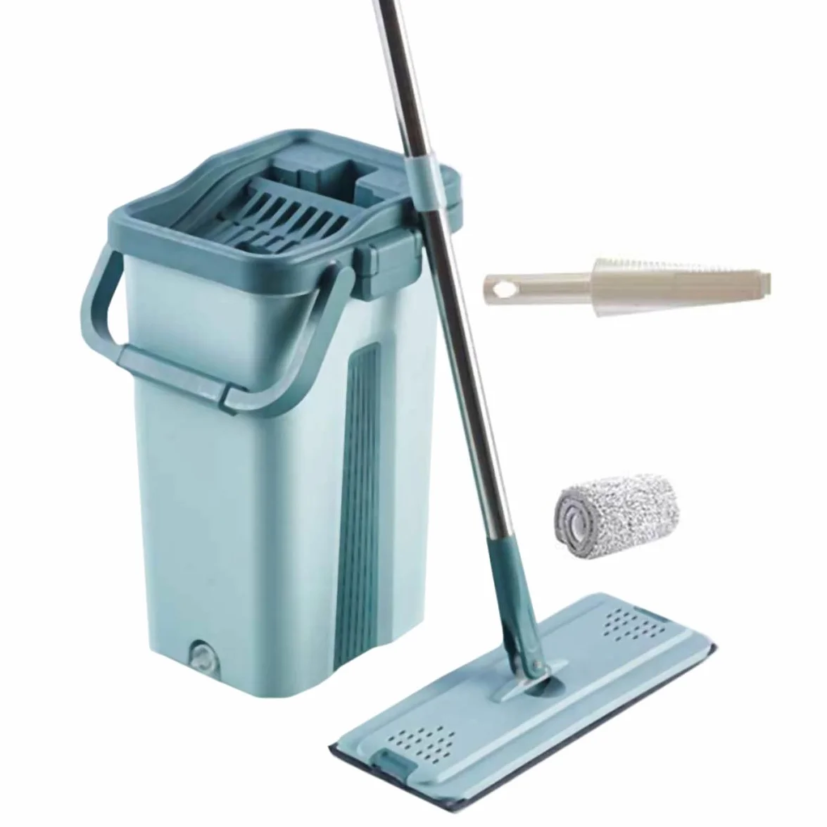 Mini Trapeador de Microfibra sin Lavado Mango de Acero Inoxidable y Diseño Verde para Limpieza Hogar y Conveniente