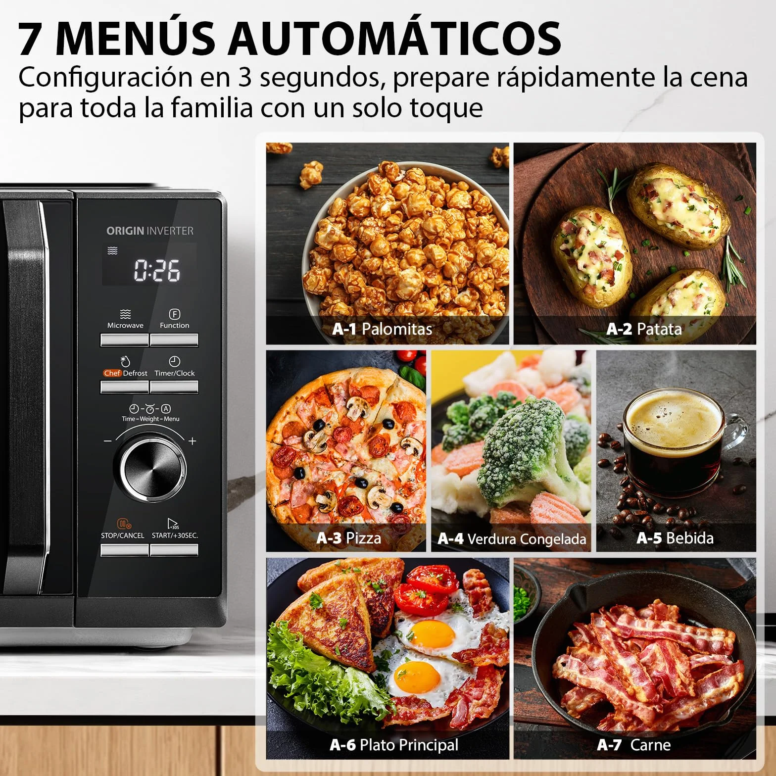 TOSHIBA Microondas Digital con Grill 25L, 900W Inverter, 10 Niveles Potencia, Control Preciso, Calentamiento Uniforme, Negro Elegante MW3-AG25PFI(BK)