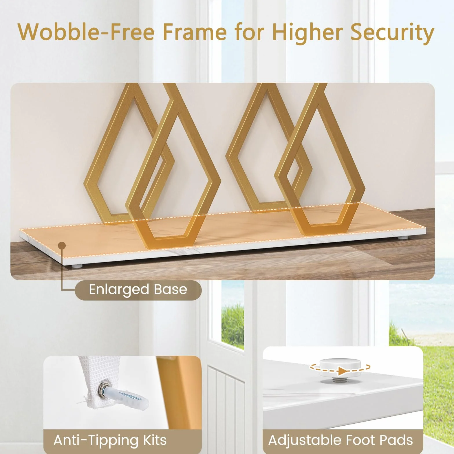 LIFEZEAL Consola de 2 Niveles, Mesa Auxiliar de Entrada con Tablero de mármol, Mesa de recibidor con Marco de Mariposa, Mesa Decorativa Estrecha para salón y Pasillo, 100 x 30 x 79 cm