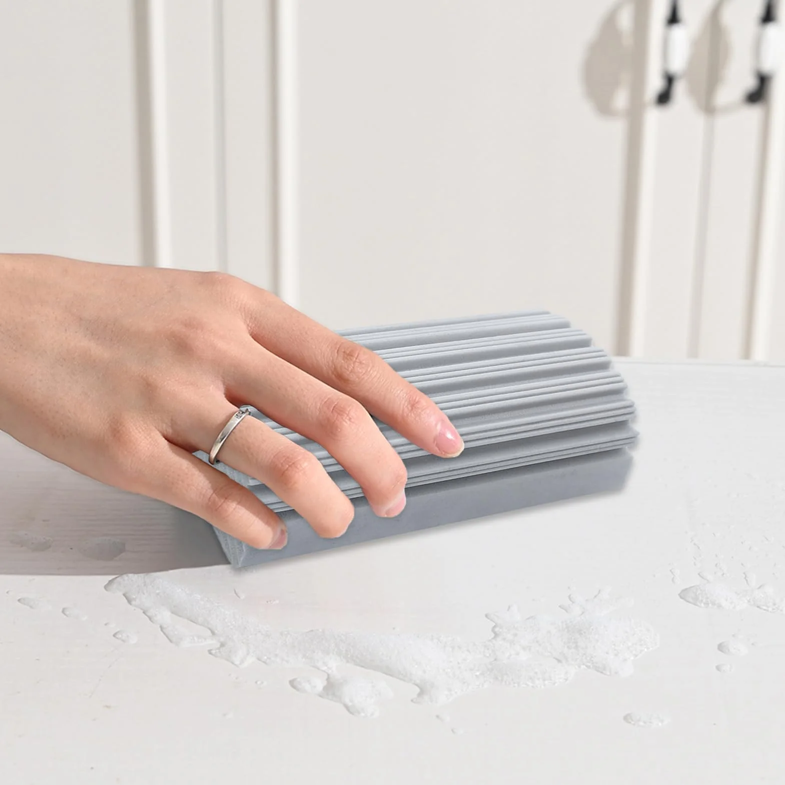 2 Piezas Esponja Atrapapolvo,Plumero de Esponja,Esponja Atrapapolvo Reutilizable,Esponja Limpieza hogar,para Limpiar Persianas, Vidrio,Limpiar el Polvo doméstico(Gris)
