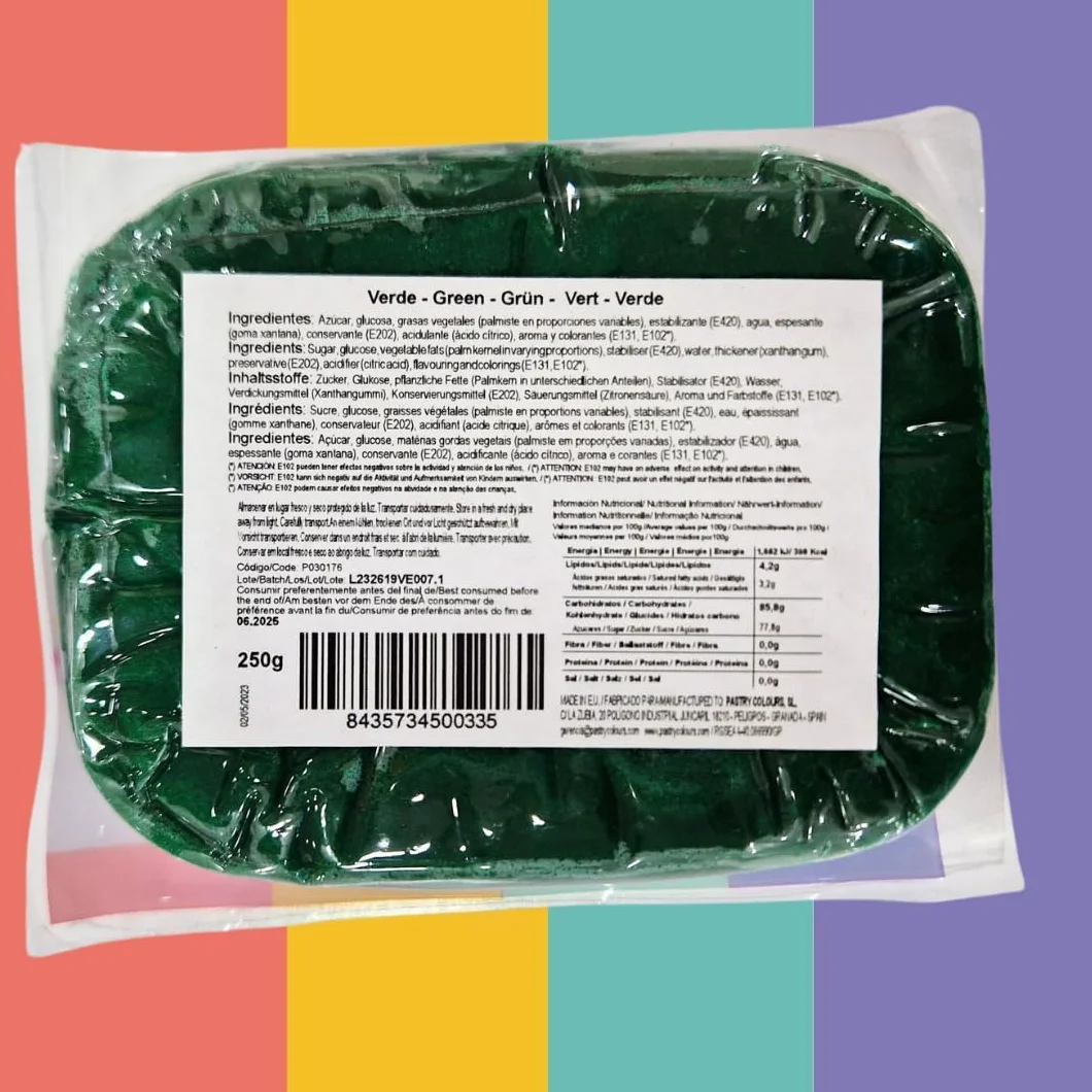 Fondant Verde Pasta de Azucar 250 Gramos para Cubrir Tartas y Decorar Pasteles