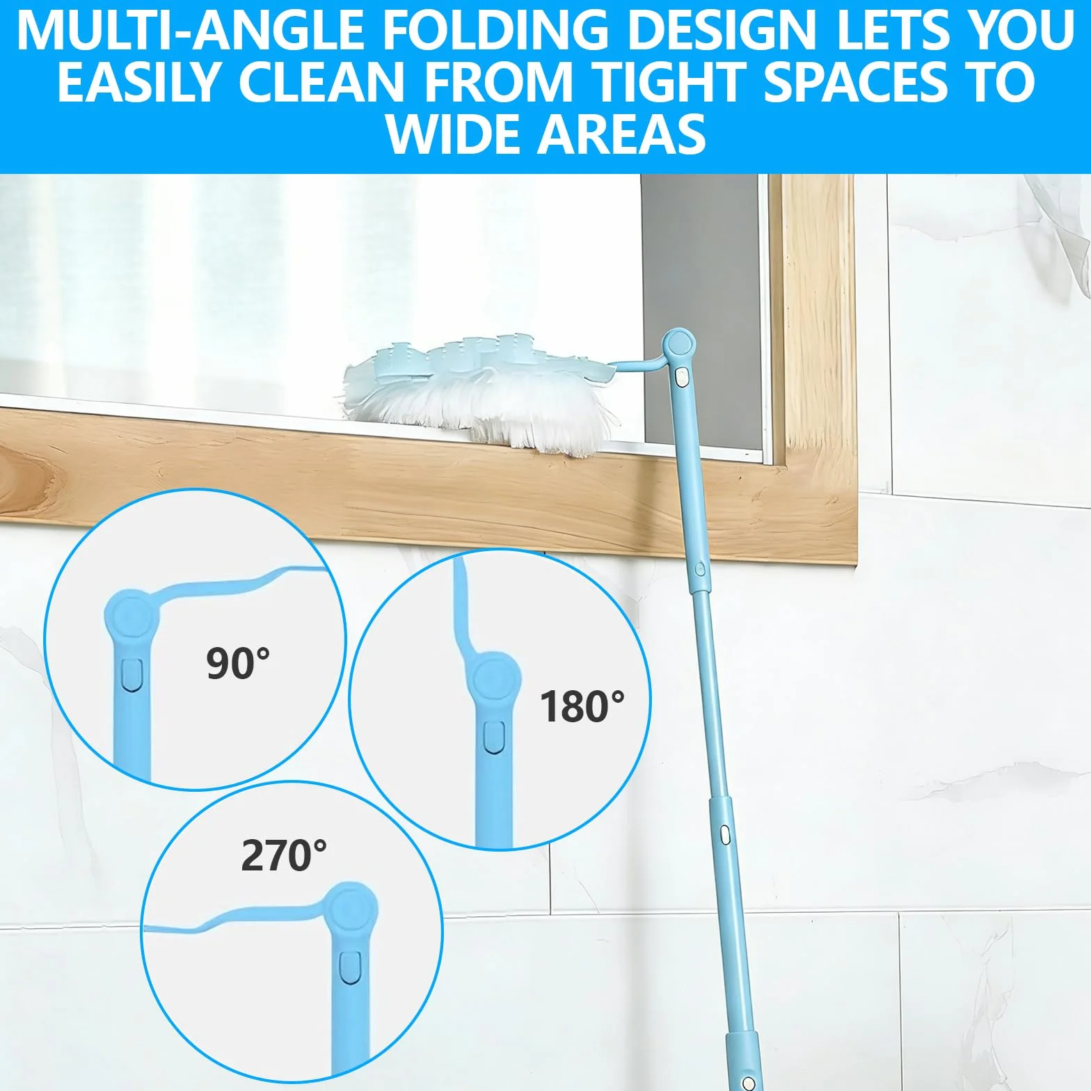 52 Piezas Recambios Plumero Atrapapolvo, Compatible con Swiffer & Otros Dusters, Piezas de Microfibra Desechable, 50 Paños, 2 Asas, para Limpiar Polvo, Pelo de Animales y Suciedad (Azul)