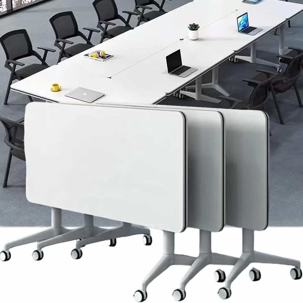 Mesa de conferencias Plegable con diseño abatible,de reuniones móviles con Ruedas silenciosas,Ideales para oficinas y Salas de formación,diseño Que Ahorra Espacio