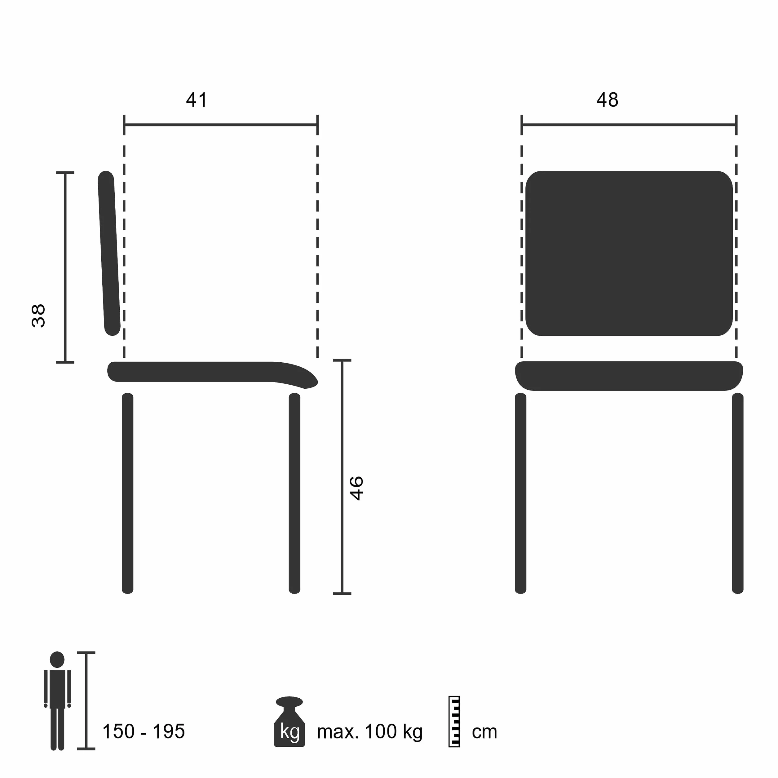 hjh OFFICE 704000 Silla de confidente XT 600 Tela Negro, Silla visitante, tapizadas, Respaldo ergonómica, Apilable