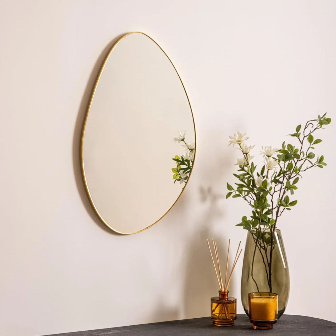 Atmosphera - Espejo de Pared Romano orgánico Dorado - 60 x 40 cm - Montaje Horizontal o Vertical - para Entrada, Dormitorio y salón