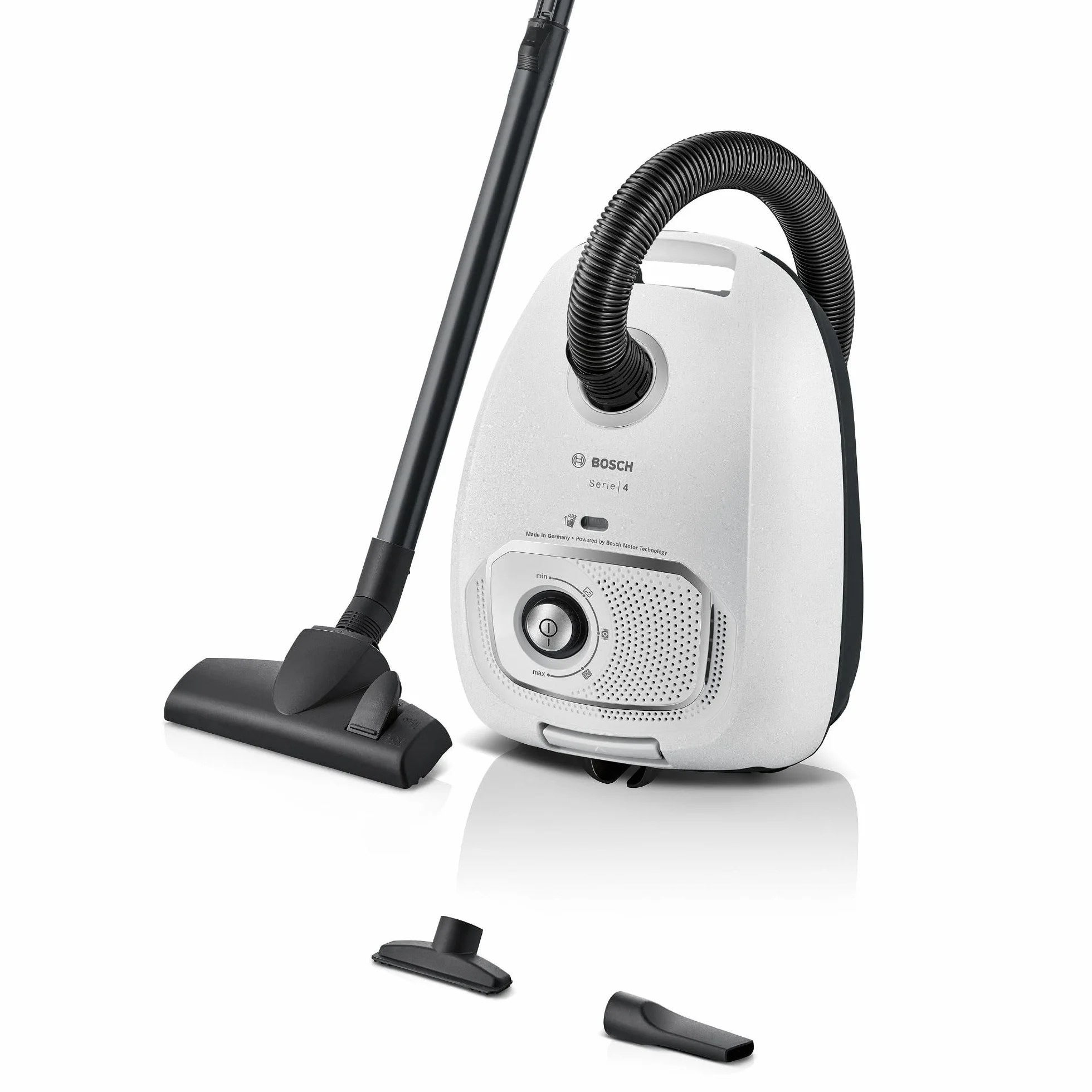 Bosch - Aspirador con Bolsa, Serie 4, Volumen XL de Bolsa de Polvo, Boquilla para Ranuras y tapicería, Blanco, BGB41WH1