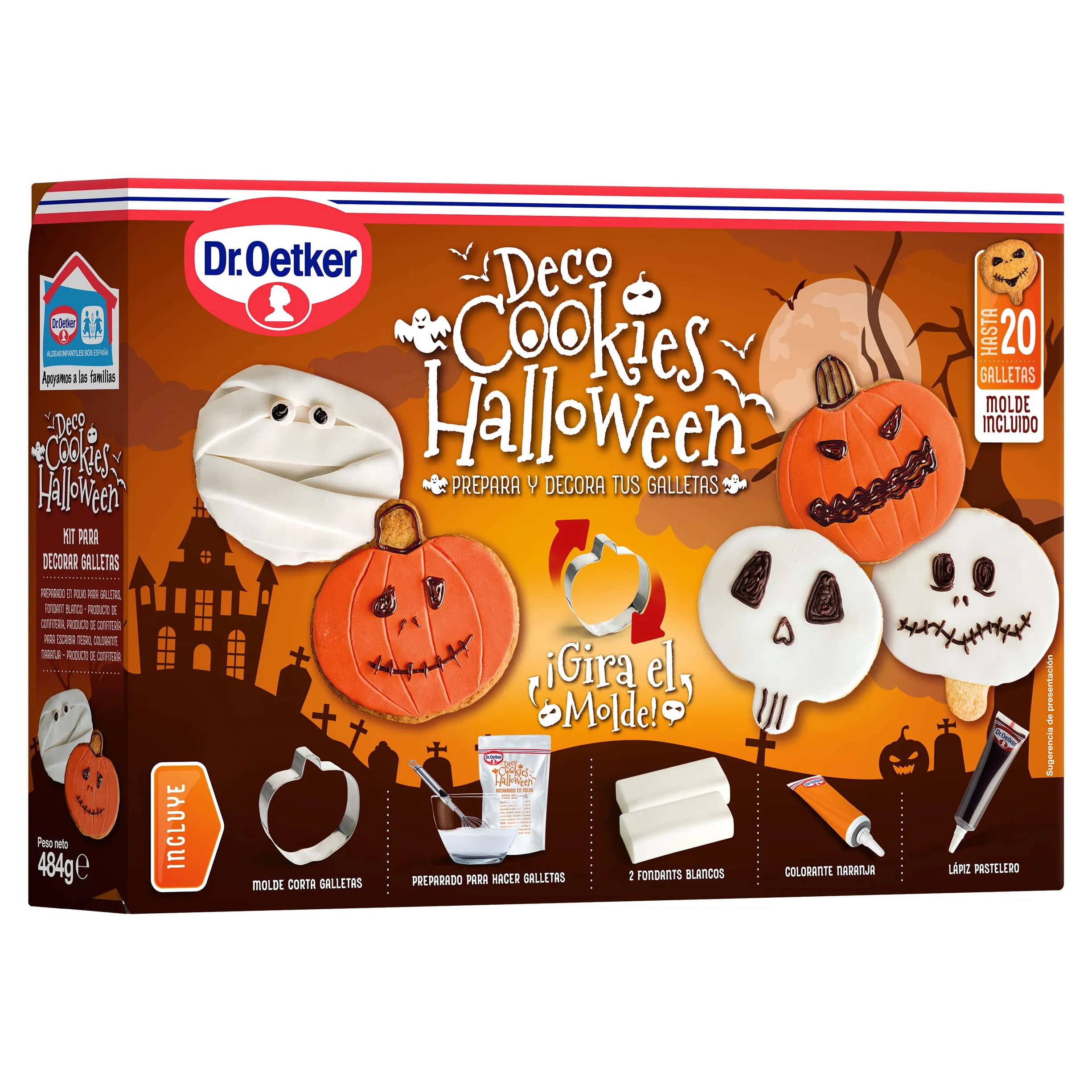 DR. OETKER Kit de Repostería Galletas de Mantequilla Halloween 484 g