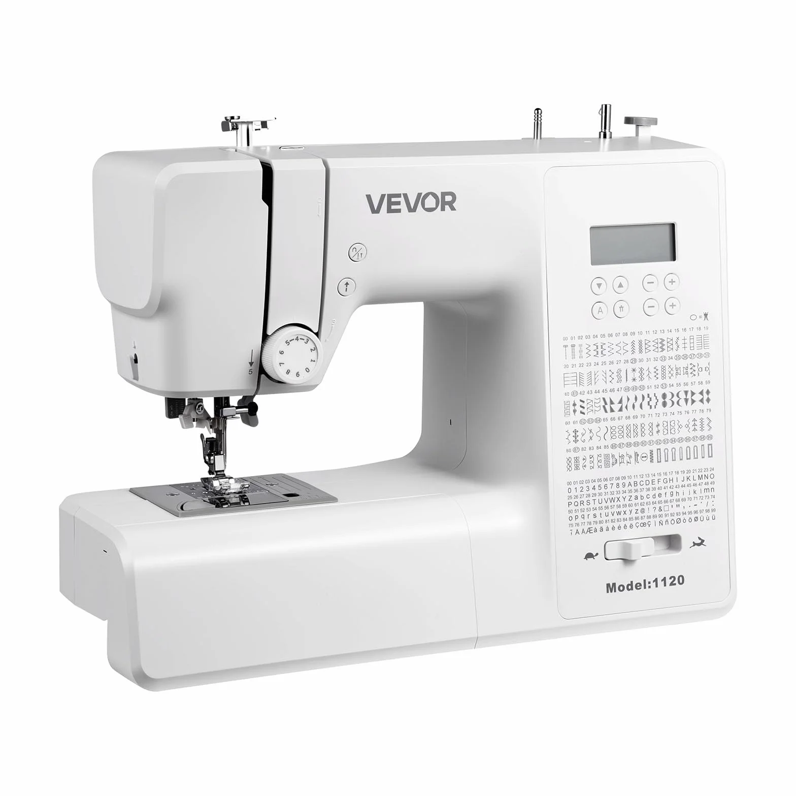 VEVOR Máquina de Coser, Máquina de Coser Digital con 200 Aplicaciones de Puntadas, Pantalla LCD, Pedal y luz LED, Estructura Metálica Resistente y Potente Motor para Manualidades, Blanco