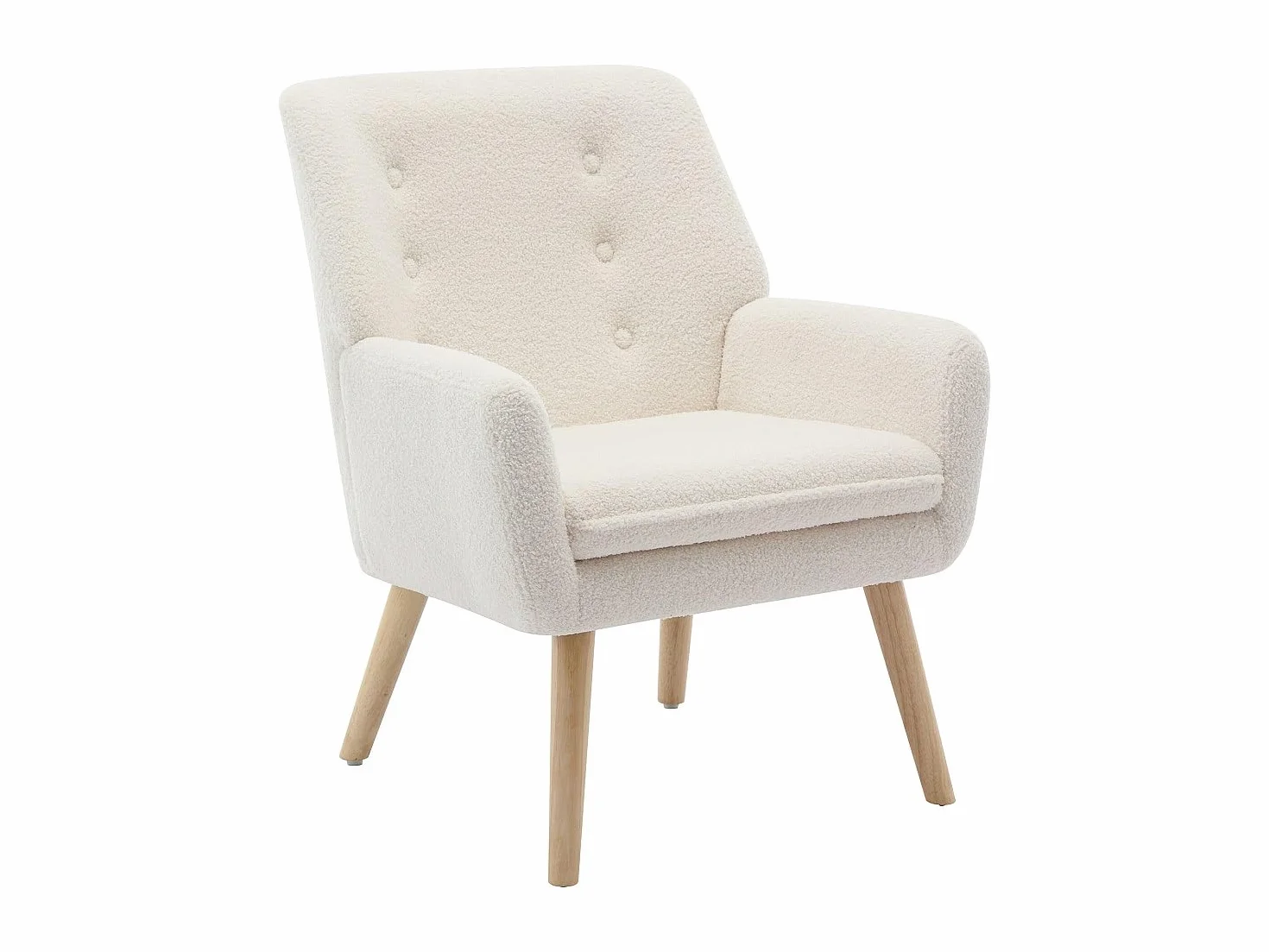 Vente-unique - Skandinavisk fÂtˆlj - Serino Vit Bouclette Fabric FÂtˆlj