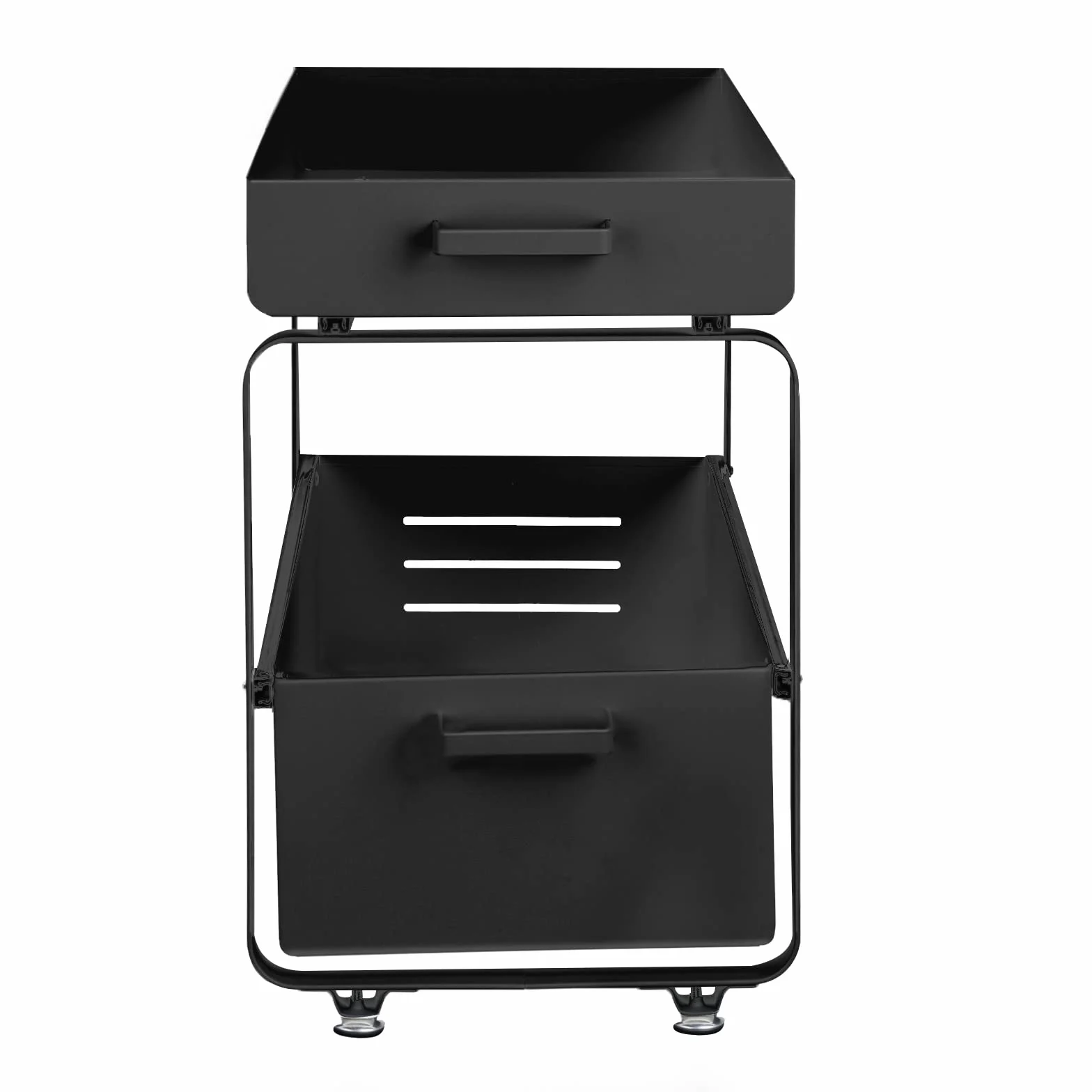 Cesta de almacenamiento deslizante de 2 niveles, cajón organizador, portaespecias, cesta corredera bajo fregadero, estante de almacenamiento para encimera de cocina, despensa (40 x 25,5 x 39,5 cm)