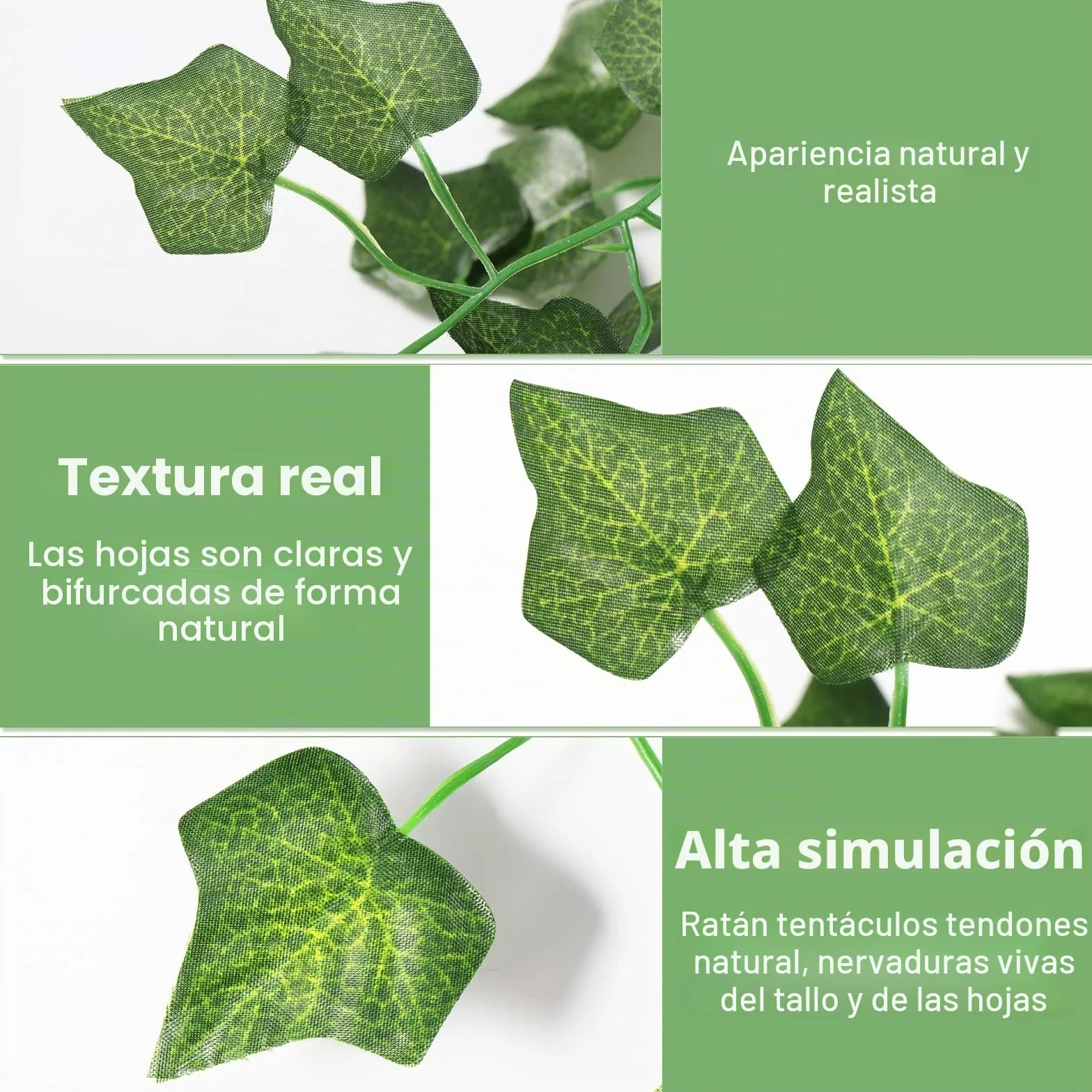 Vinabo Hiedra Artificial 12Pcs 2.1m Planta, Guirnalda de Lazos Verde Decoración de Habitación