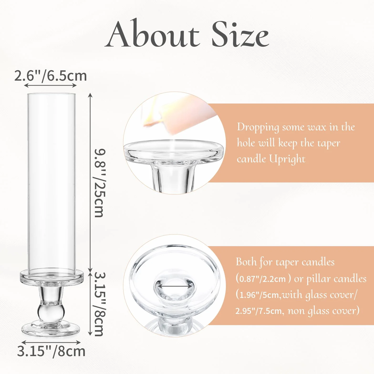 Portavelas de cristal con forma de pilar: 10 portavelas para bodas, fiestas, candelabros cilíndricos para Navidad, portavelas transparentes de 25 cm para decoración del hogar, S