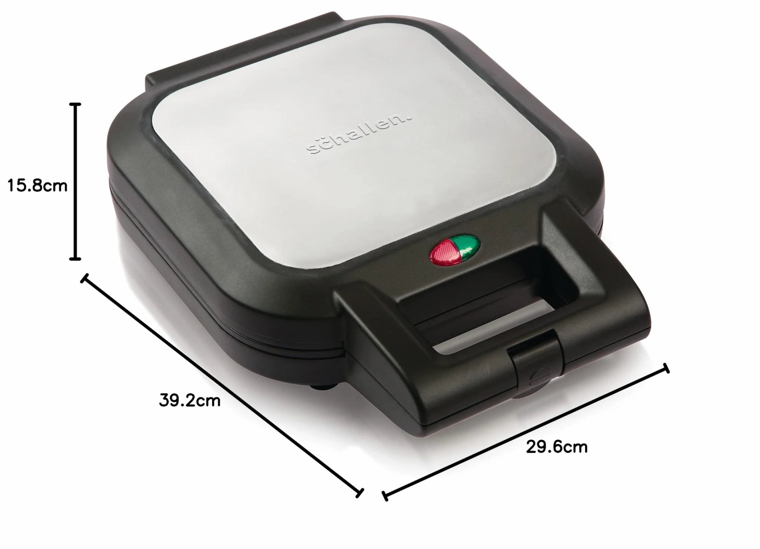 Schallen Máquina eléctrica grande para hacer pasteles de llenado profundo antiadherente de 1200 W | Hornea pasteles británicos tradicionales | Plata y negro con placas recubiertas de mármol