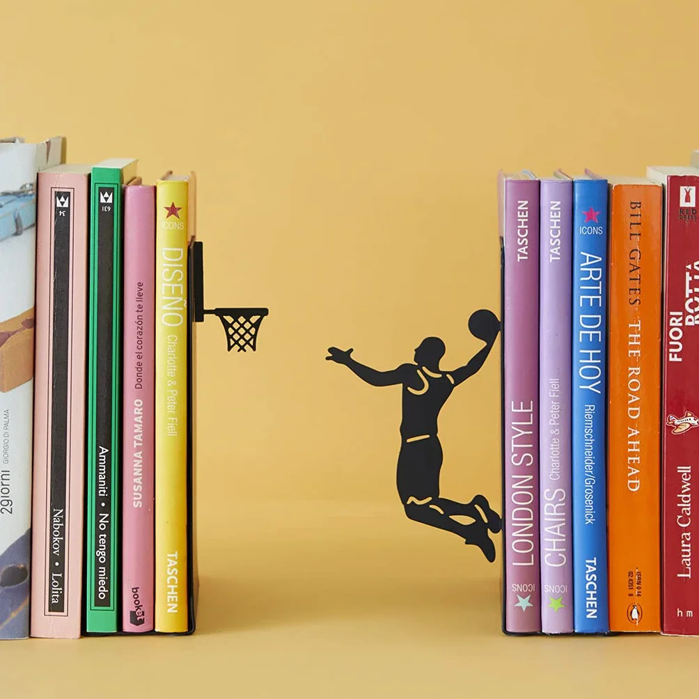 Balvi Sujetalibros Slam Dunk Color Negro Soporte para Libros de Estantería en Forma de Jugador Balonc