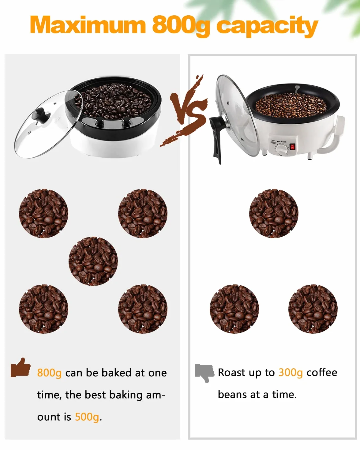 Tostador de Café 800g Máquina Tostar Café Doméstico 0-240°C Eléctrico 1200W