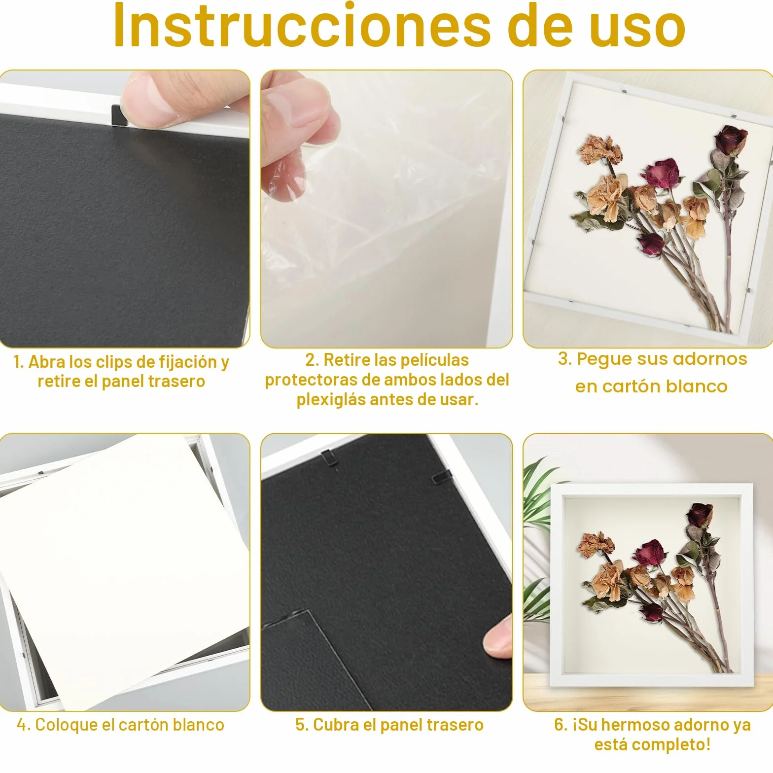 Marco de Fotos 3D Madera 20x20 para Rellenar, Marcos con Profundidad para Cuadros y Recuerdos