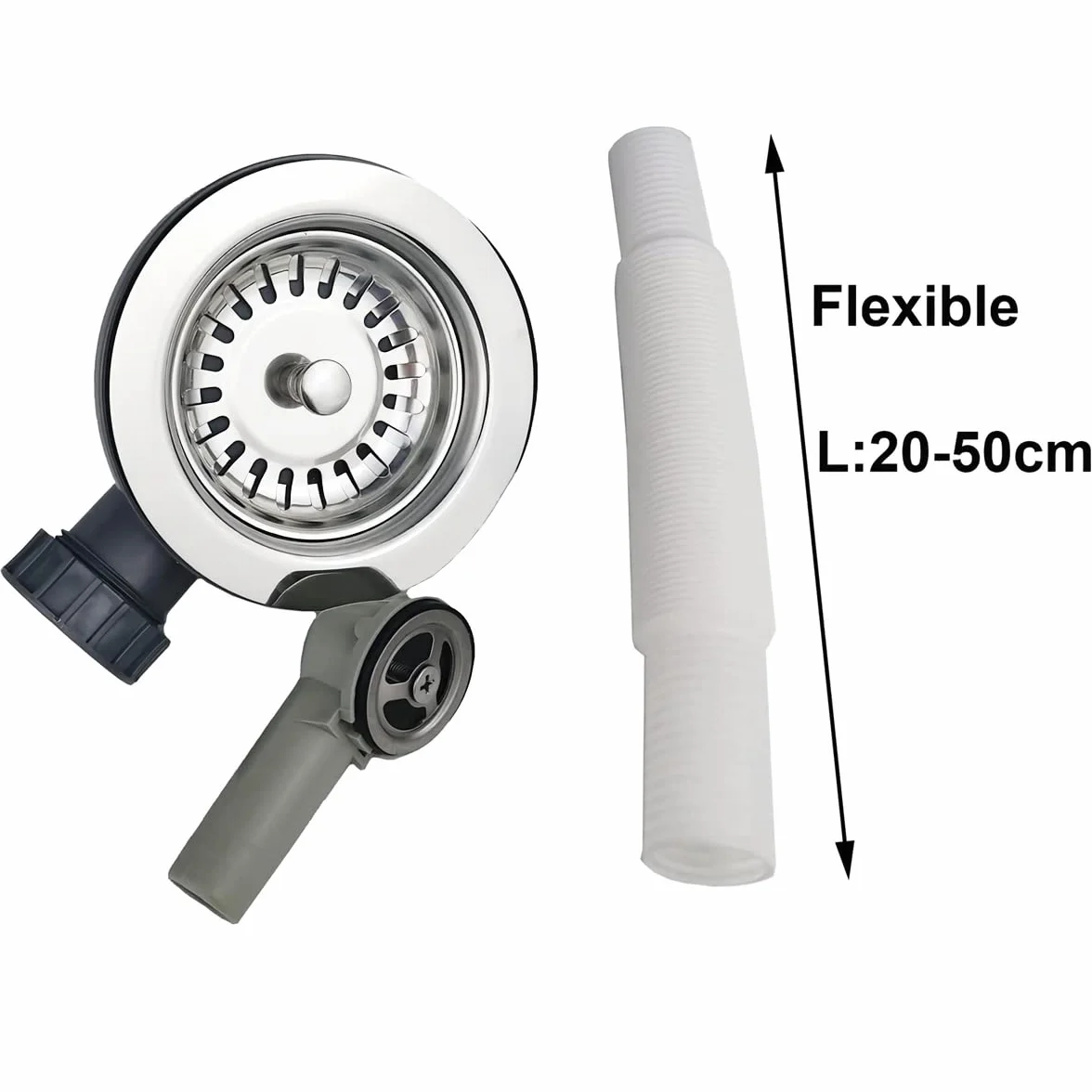 Qrity Fregadero Cocina 114 mm Colador Cesta 1½" Desagüe Rebosadero Acero Inoxidable