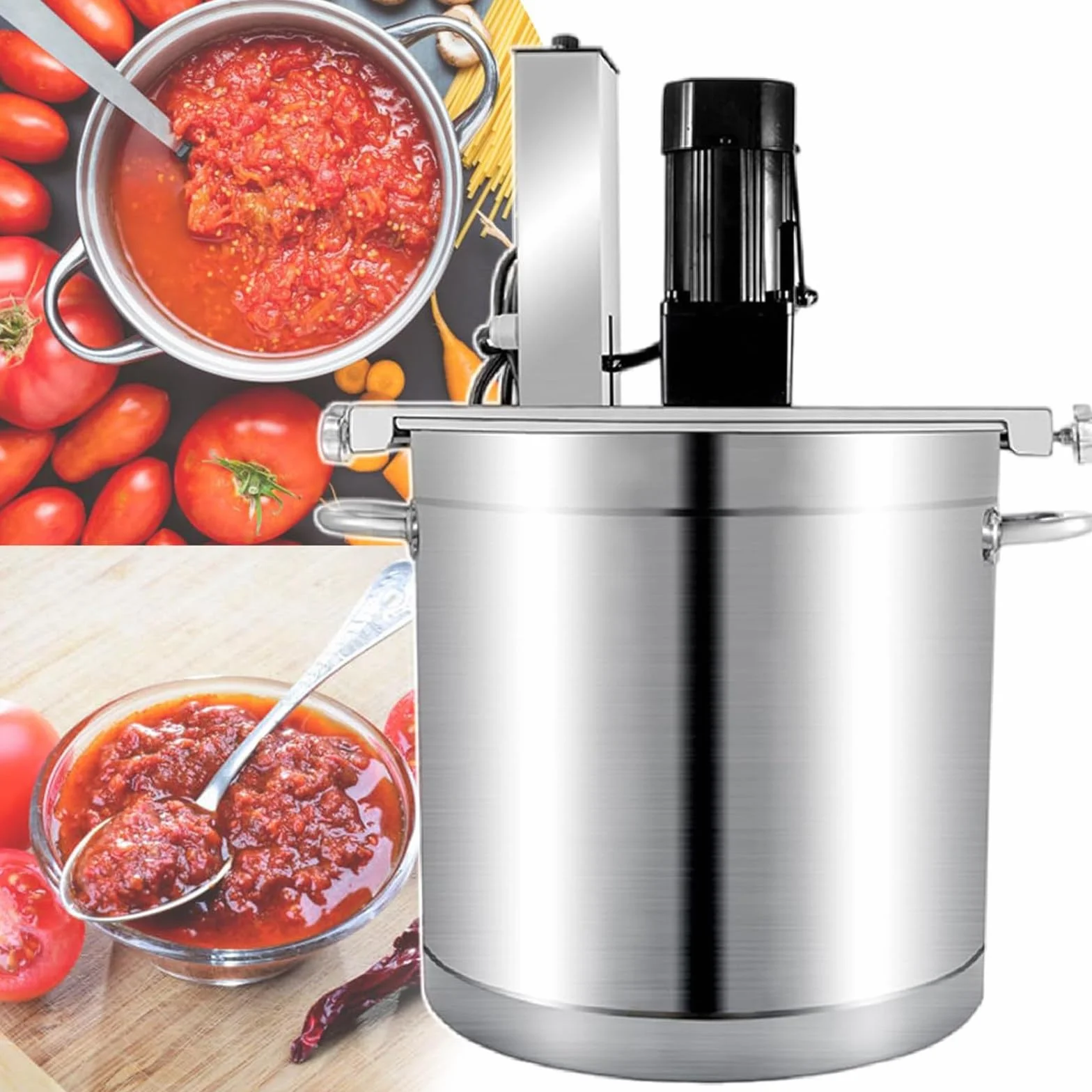 Mezclador de alimentos automático comercial, mezclador de calefacción con velocidad ajustable, rascador de 4 cuchillas para cocinar y condimentar, ideal para mermeladas y preparación de alimentos