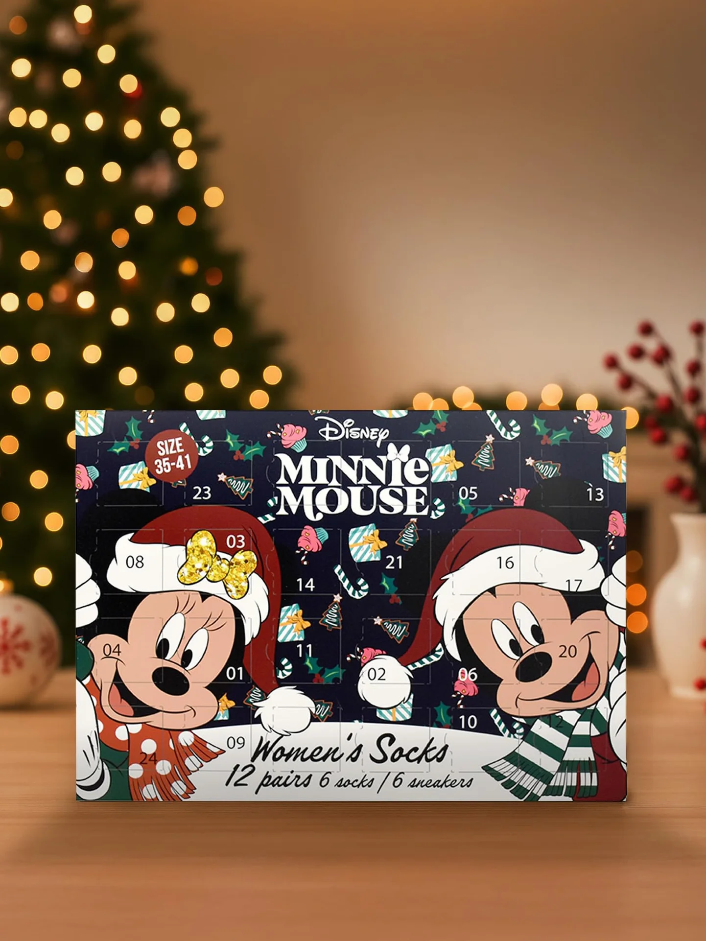 Disney Minnie Mouse United Labels Calendario de Adviento 12 pares calcetines mujer talla 35-41