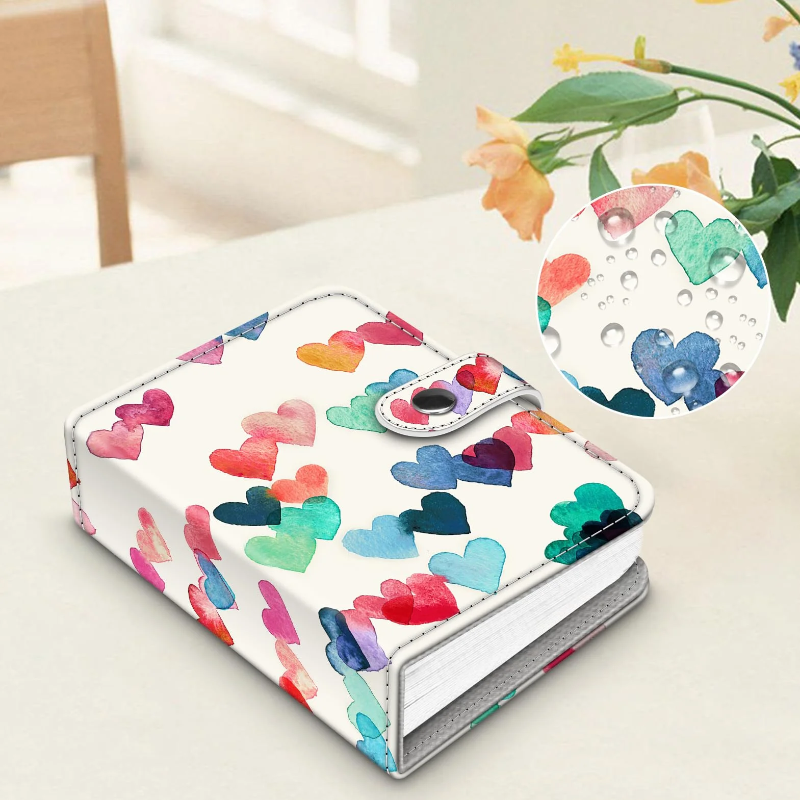 Fintie Mini álbum de fotos para película de 2 x 3 pulgadas, 52 bolsillos pequeños para fotos instantáneas Fujifilm Instax Mini/Polaroid, carpeta con soporte para tarjetas fotográficas Kpop, corazones