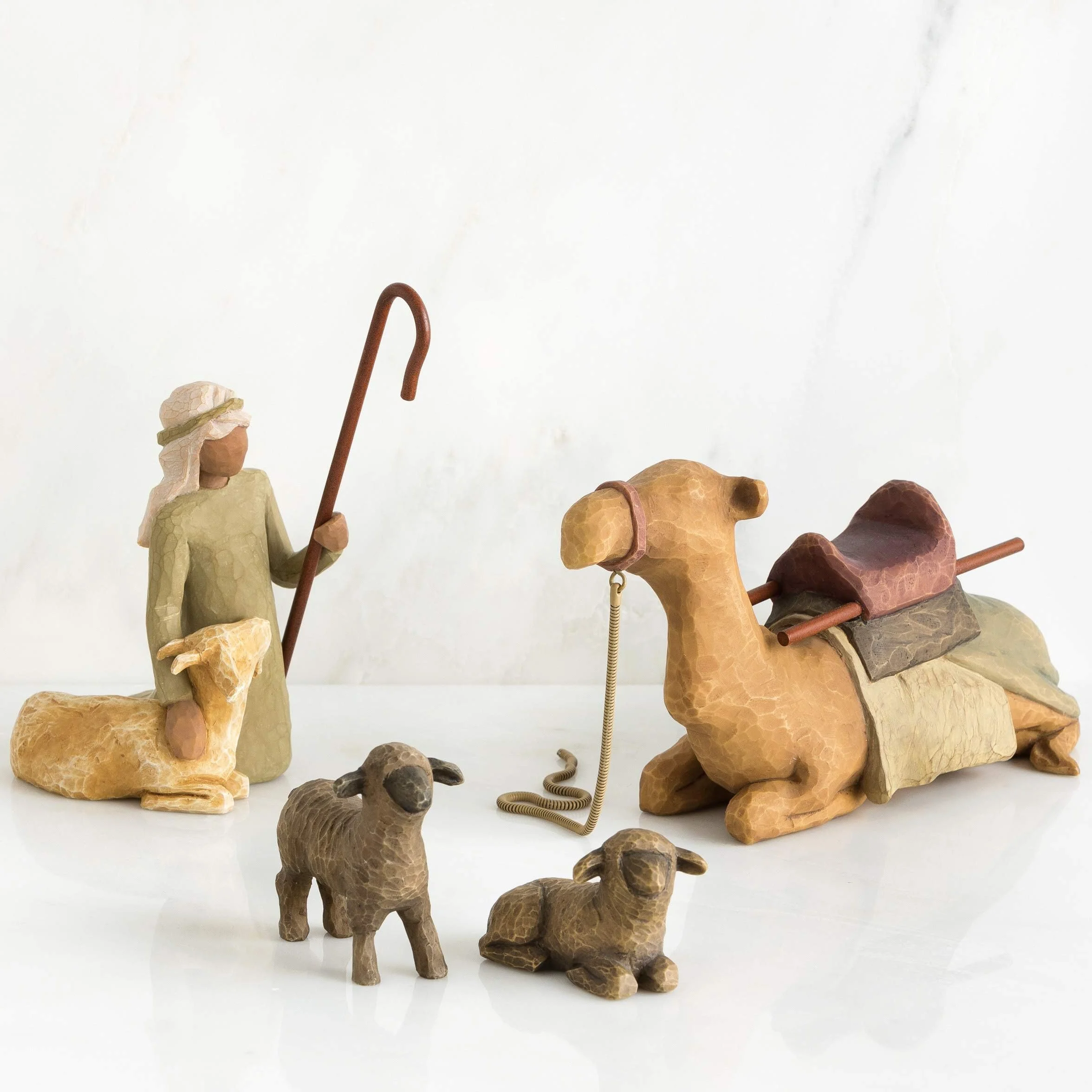 Figura de pastor con ovejas y camello, Willow Tree, Navidad Deco, Enesco