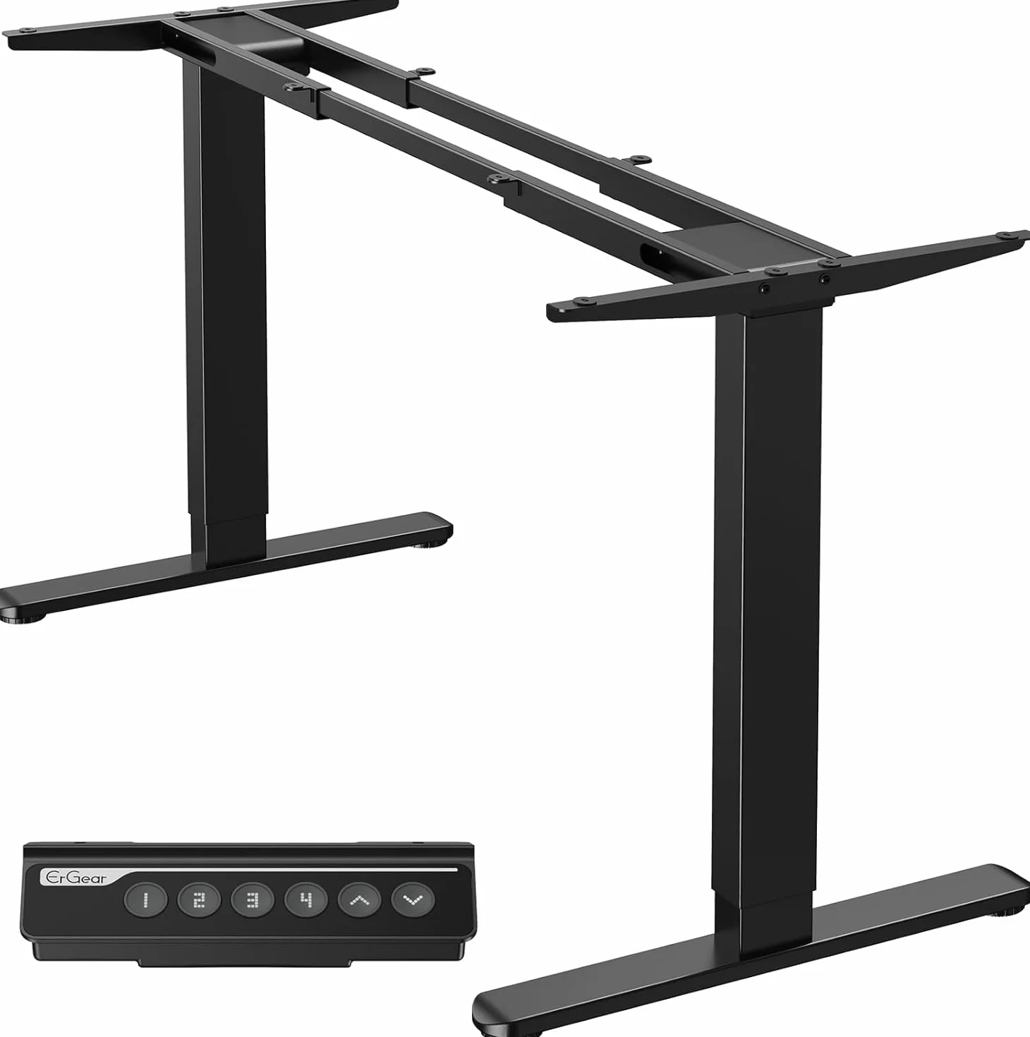 ErGear Escritorio Elevable, Marco con Patas Eléctricas de Ajuste de Altura Dual Motor, Mesa Escritorio Elevable con 4 Controles de Memoria para Oficina en Casa, Soporta hasta 120 kg (Negro)