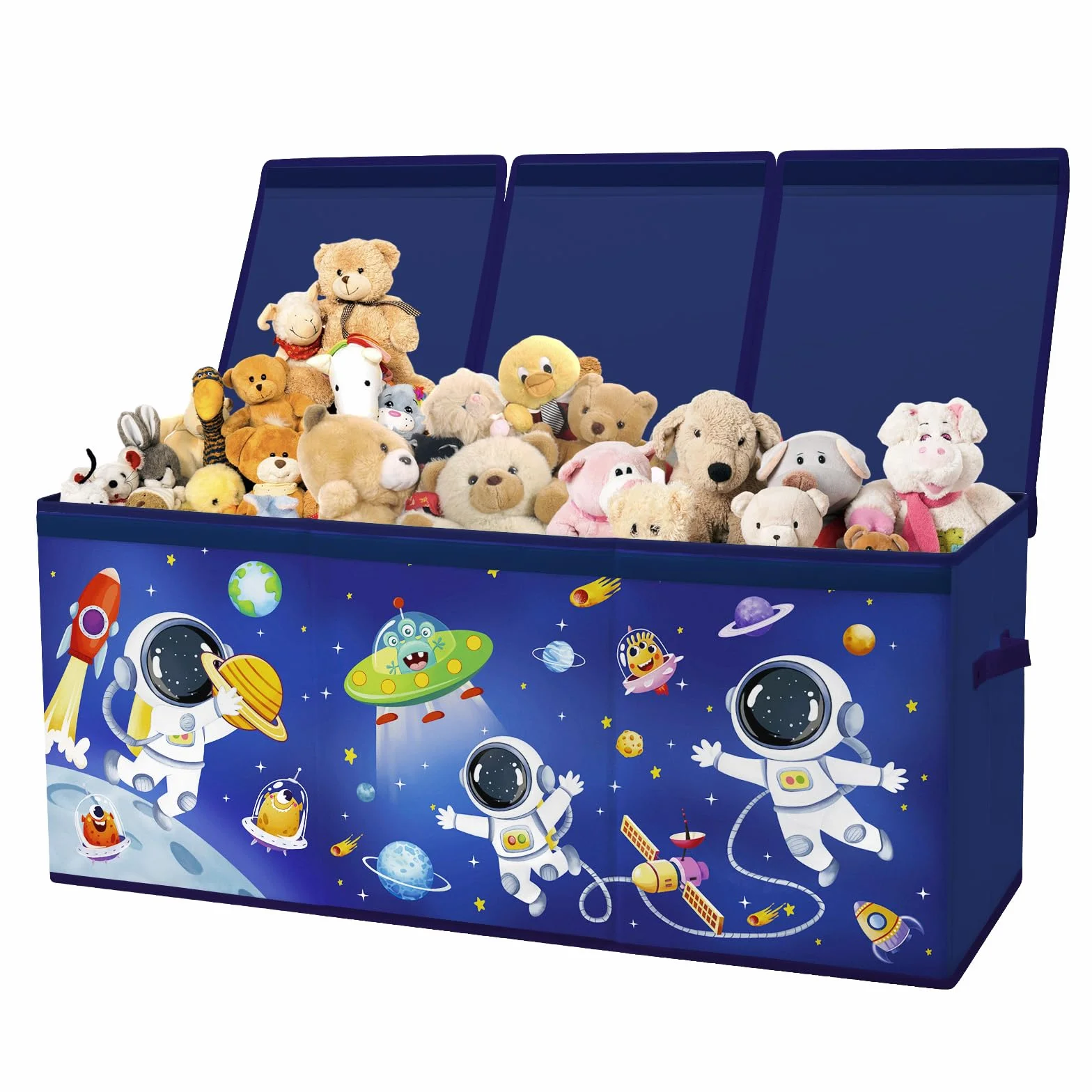 Caja de Almacenaje Juguetes,Baúl de Juguetes Infantil Plegables Grandes con Tapas y Asas para Niños Niñas, Dormitorio, Sala de Juegos, Guardería, Astronauta