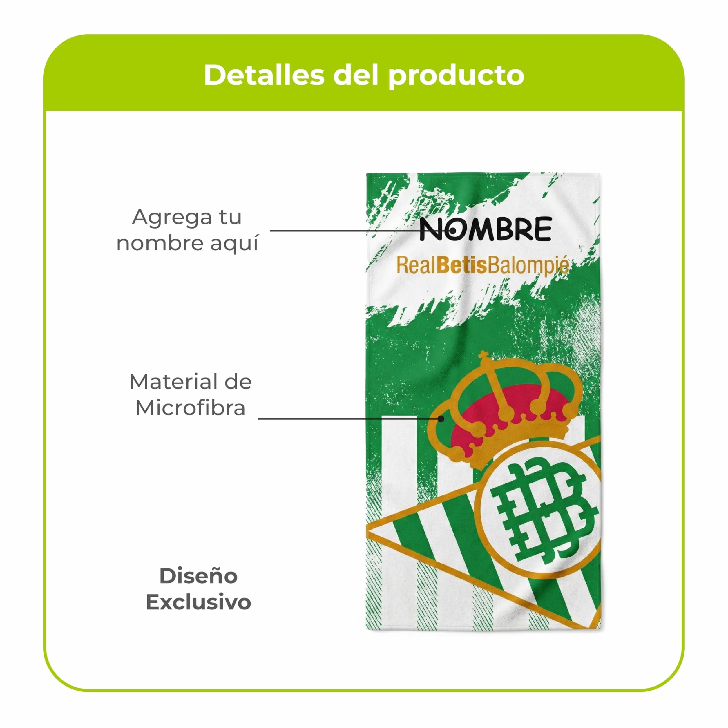 Toallas de Playa o Ducha Personalizadas con Nombre o Frases. Toallas Infantiles, Regalo Infantil Original para baño, Piscina, Playa, Camping. Varias Medidas Disponibles (Betis RBB, 50x30)