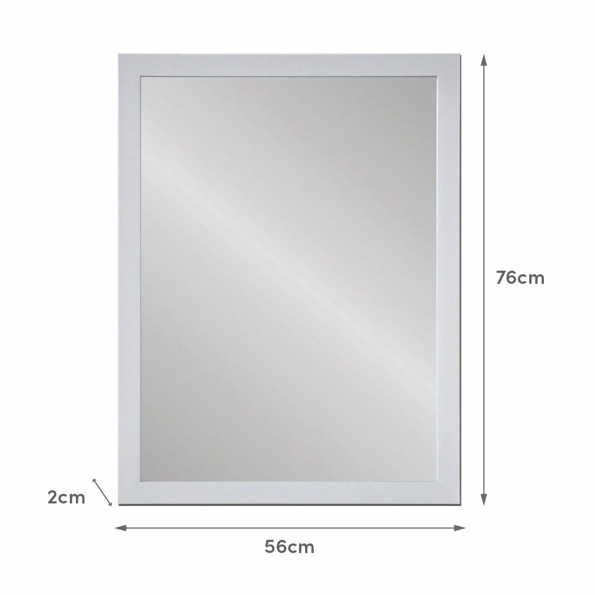LOLAhome - Espejo de Pared Rectangular con Marco Blanco de plástico para recibidor. Diseño Funcional y Duradero Que aporta Estilo y Visibilidad a Cualquier habitación. Medidas 76x56 cm.