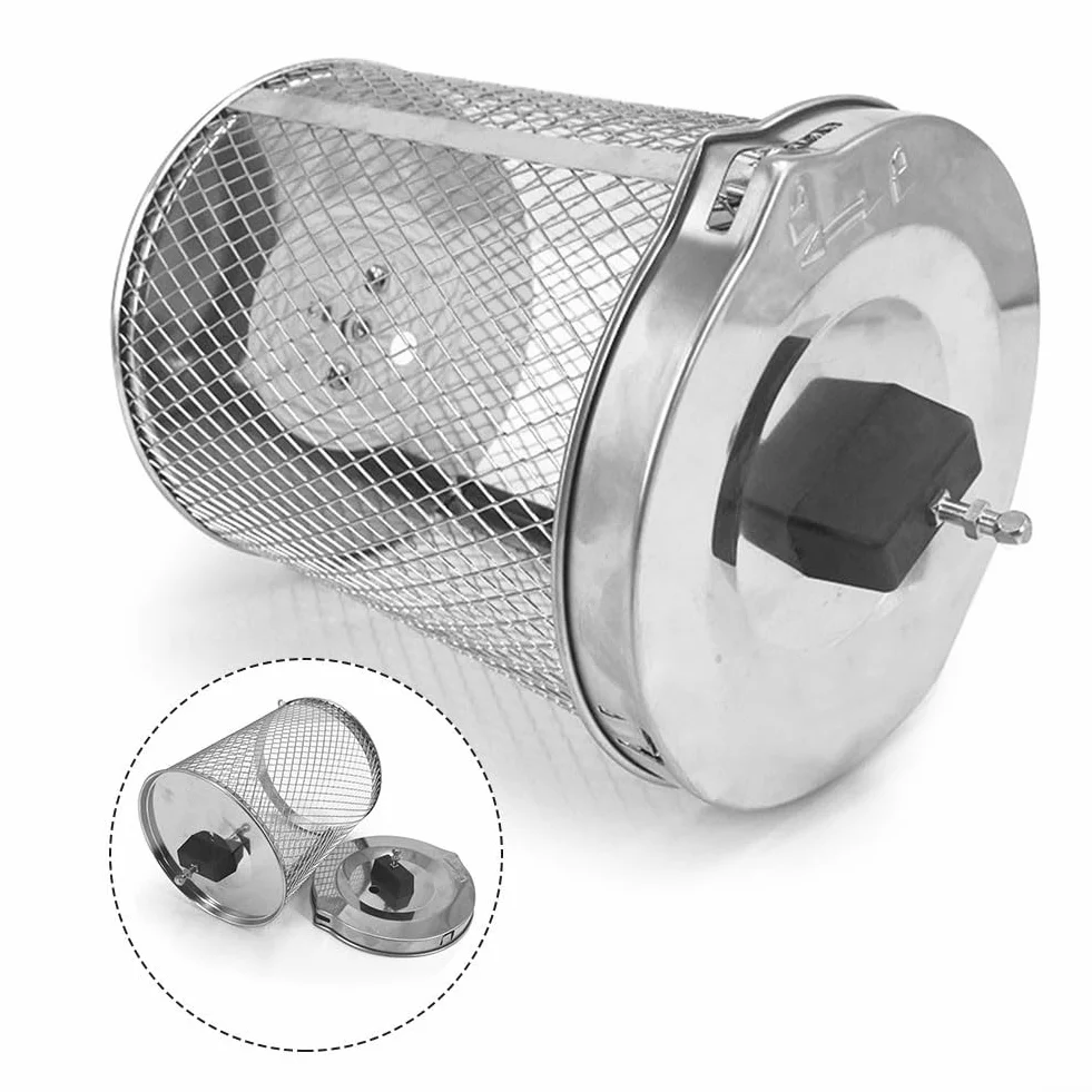 Cesta para horno de acero inoxidable, giratoria, 15 x 15 x 18 cm