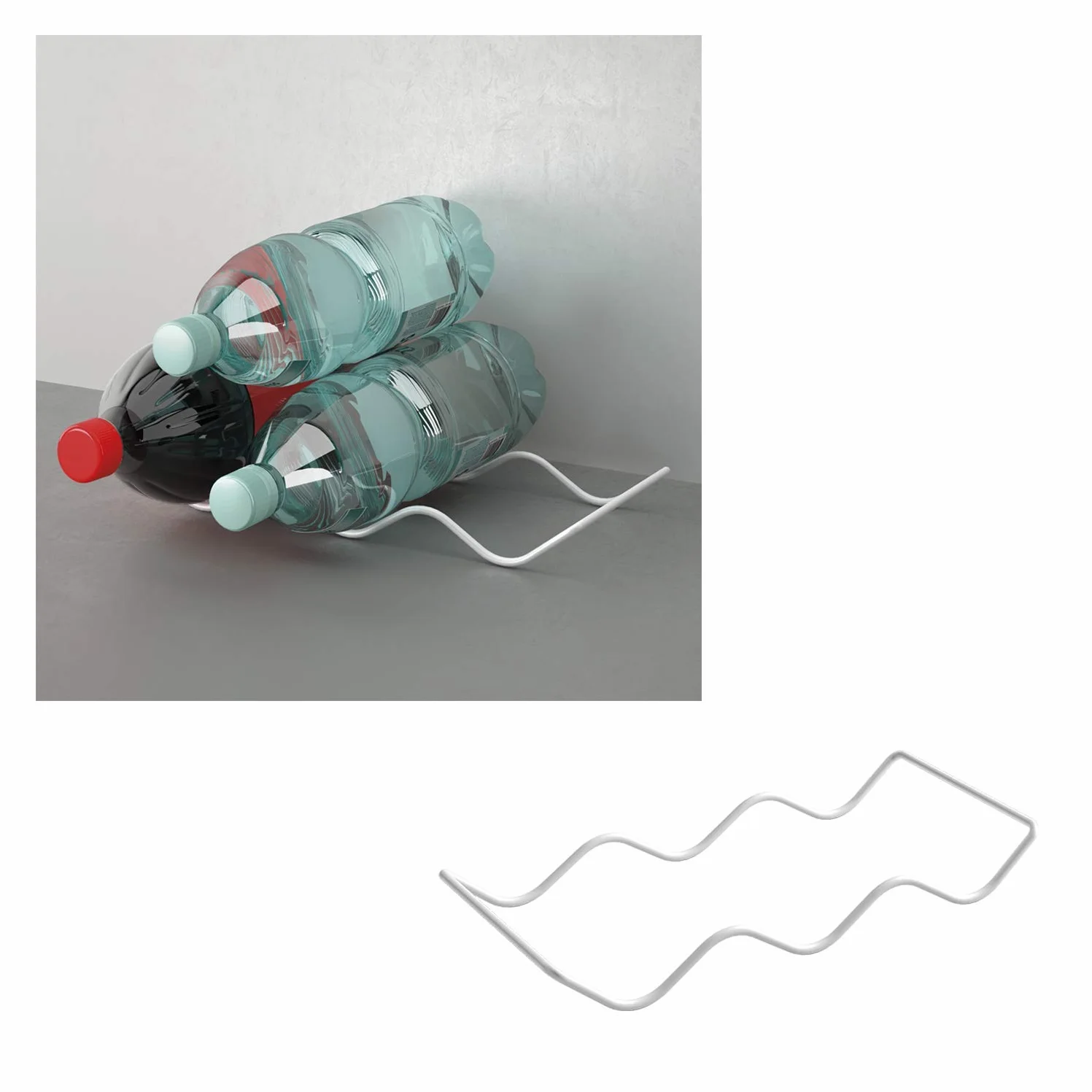 Metaltex - Botellero apilable, 6 Unidades, Blanco, 14 x 31 x 3 cm