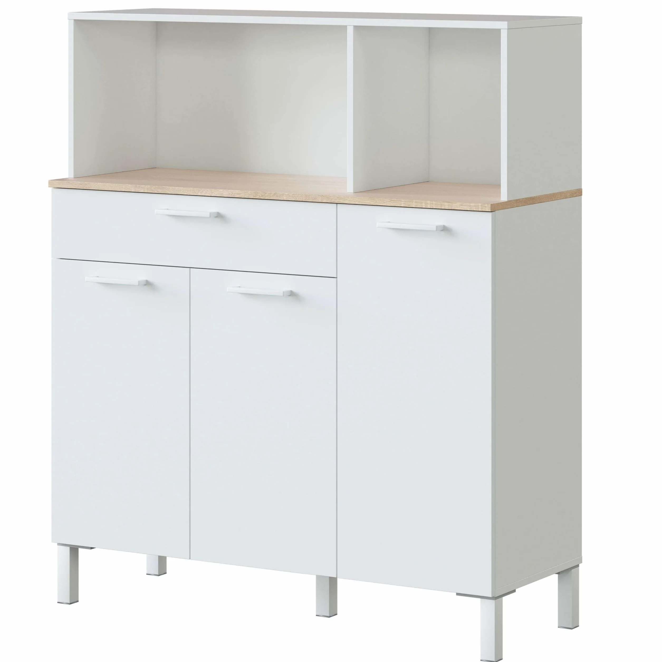 Miroytengo Mueble Auxiliar Aparador de Cocina Yuka Estilo Nórdico Color Blanco Artik y Roble Canadian 108x126x40 cm